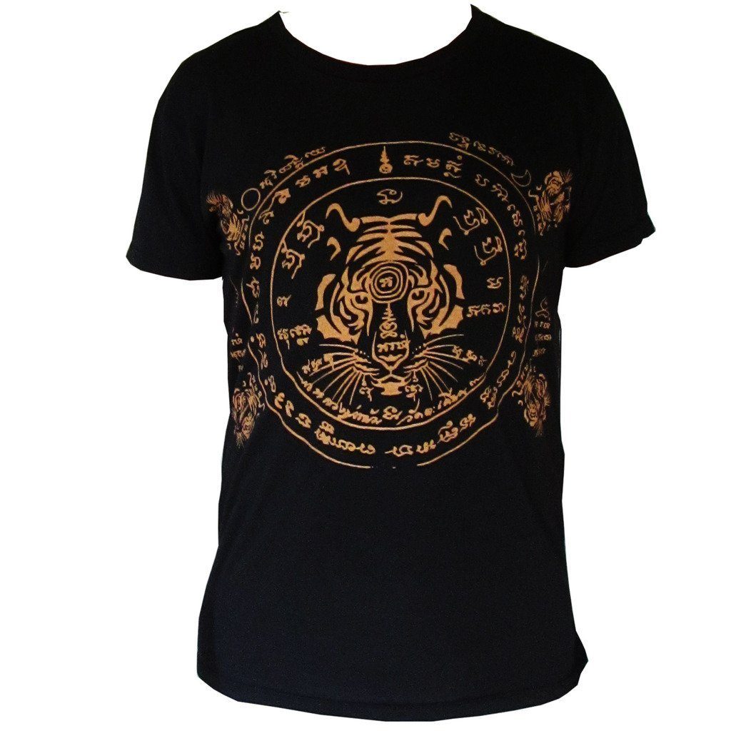PANASIAM T-Shirt T-shirt Tiger Yantra, Khmer Tattoo Kunst Tiger schwarz