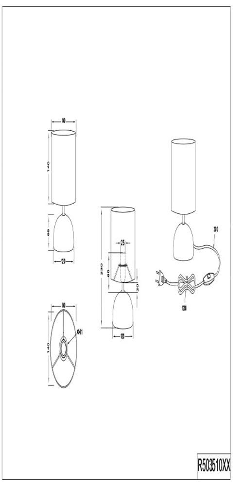 Reality Leuchten Schreibtischlampe Luci, Ein-/Ausschalter, ohne Leuchtmittel, warmweiß - kaltweiß, Keramik Tischleuchte in Holzoptik, mit Stoffschirm, exkl 1xE1 – Bild 5 von 5