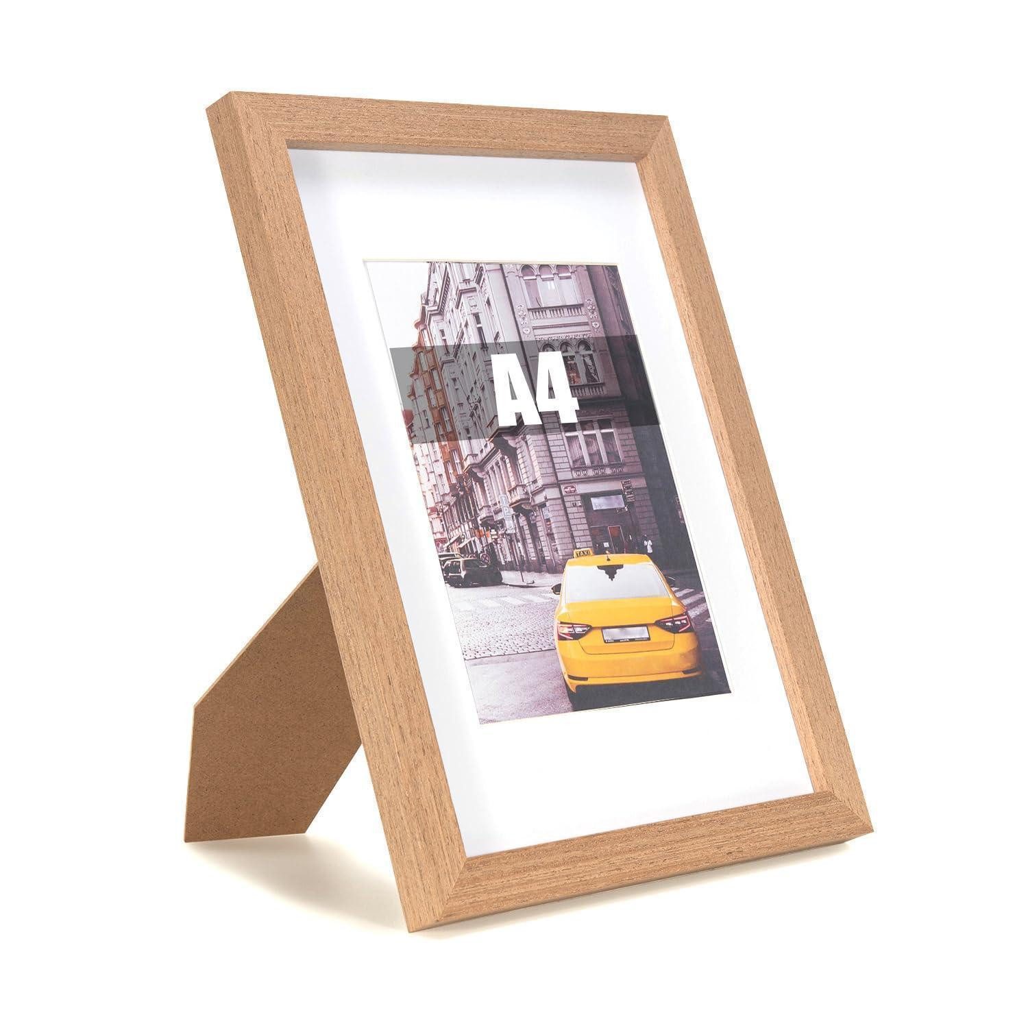 LuxusKollektion Staffelbilderrahmen Bilderrahmen A4 Eiche, (1 St)