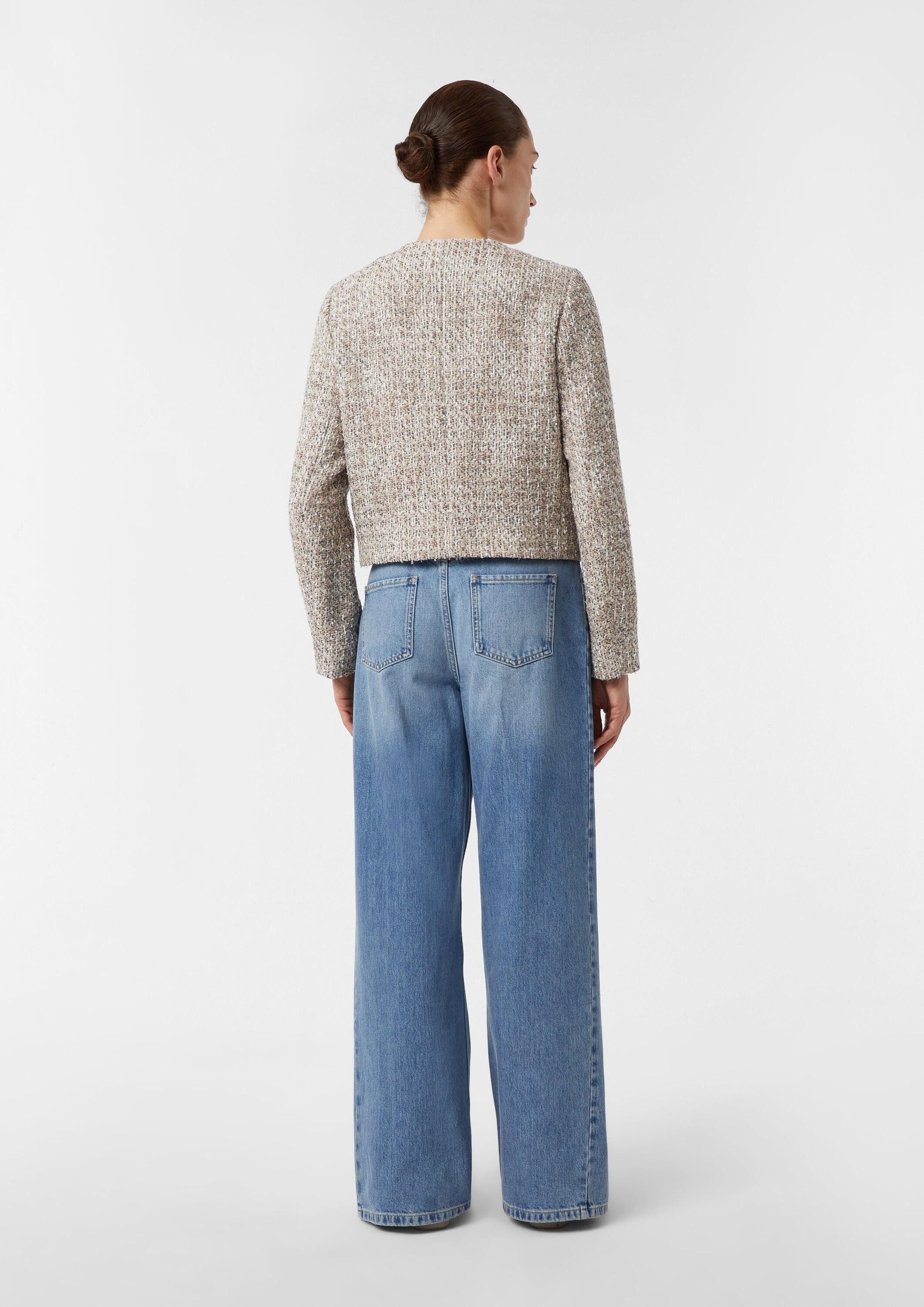 comma Funktionsjacke Indoor-Jacke Verkürzte Tweed-Jacke mit dezentem Glitzergarn