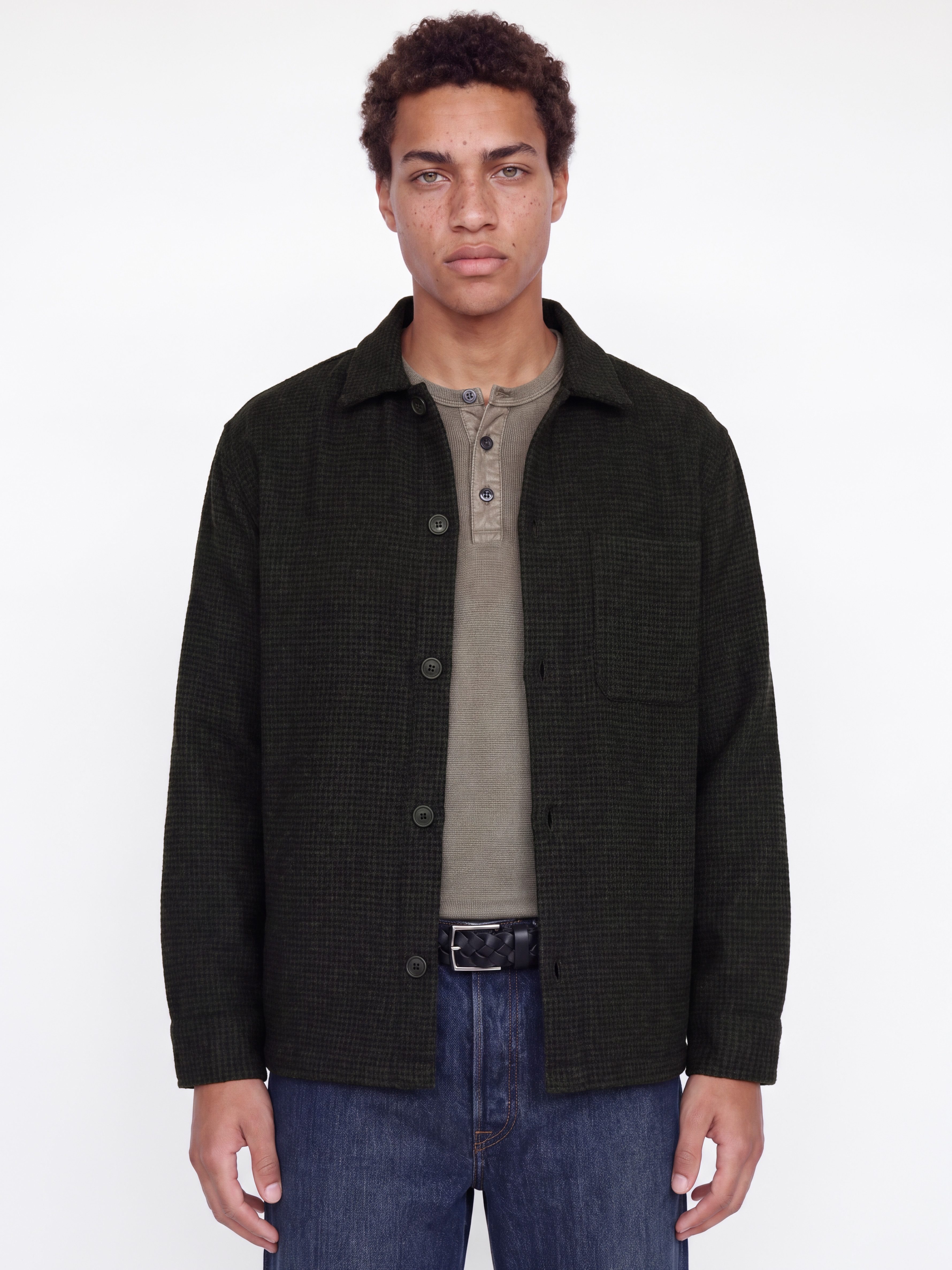 Jack & Jones Langarmhemd JJESOHO OLLIE OVERSHIRT LS SN Materialmix, locker geschnitten