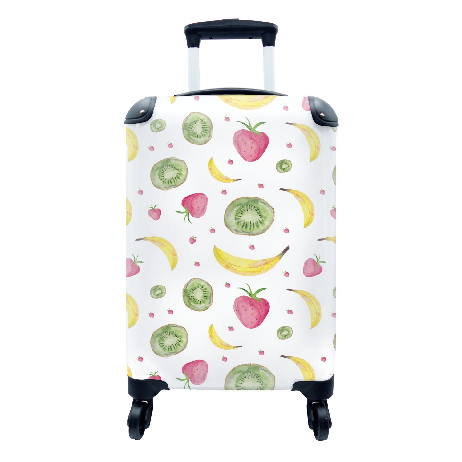 MuchoWow Handgepäckkoffer Obst - Aquarell - Weiß, 4 Rollen, Reisetasche mit rollen, Handgepäck für Ferien, Trolley, Reisekoffer