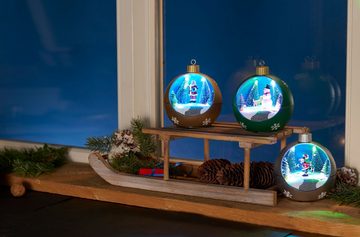Northpoint Christbaumschmuck LED Weihnachtskugeln mit Melodie rotierenden Figuren Batteriebetrieben