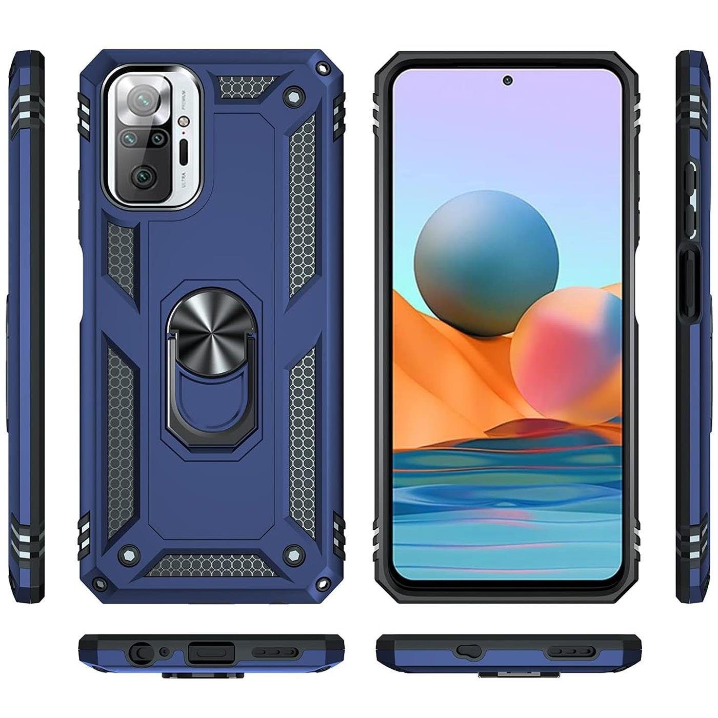 CoolGadget Handyhülle Armor Shield Case für Xiaomi Redmi Note 10 Pro 6,67 Zoll, Outdoor Cover Magnet Ringhalterung Handy Hülle für Redmi Note 10 Pro