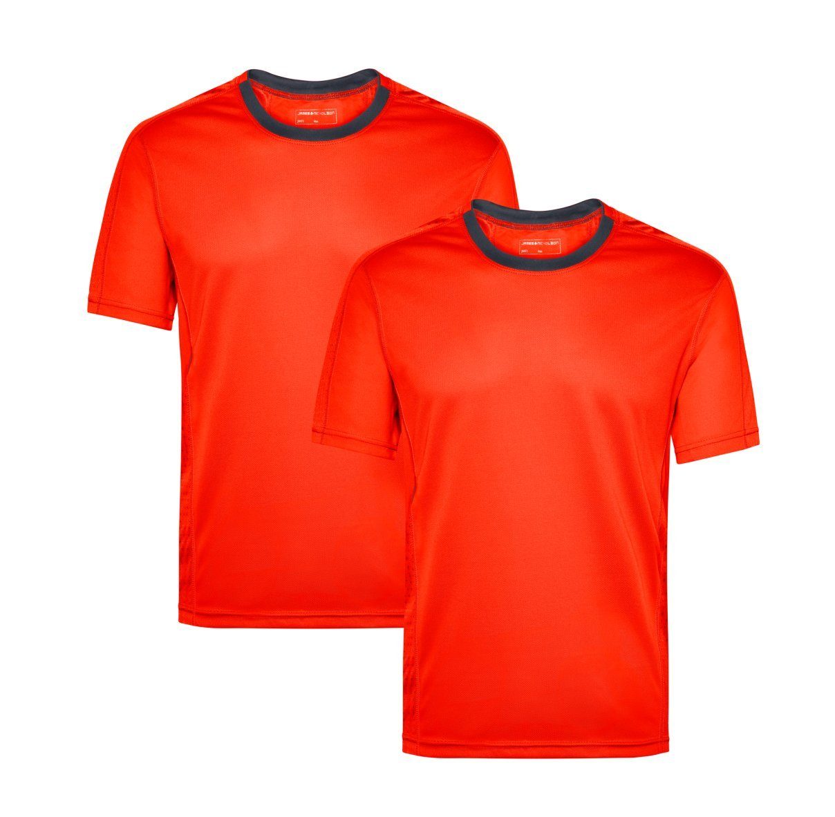 James & Nicholson Laufshirt Doppelpack Herren Kurzarm Laufshirt Running T-Shirt JN472 (Doppelpack, 2er-Pack) Atmungsaktiv und Feuchtigkeitsregulierend grenadine/iron-grey
