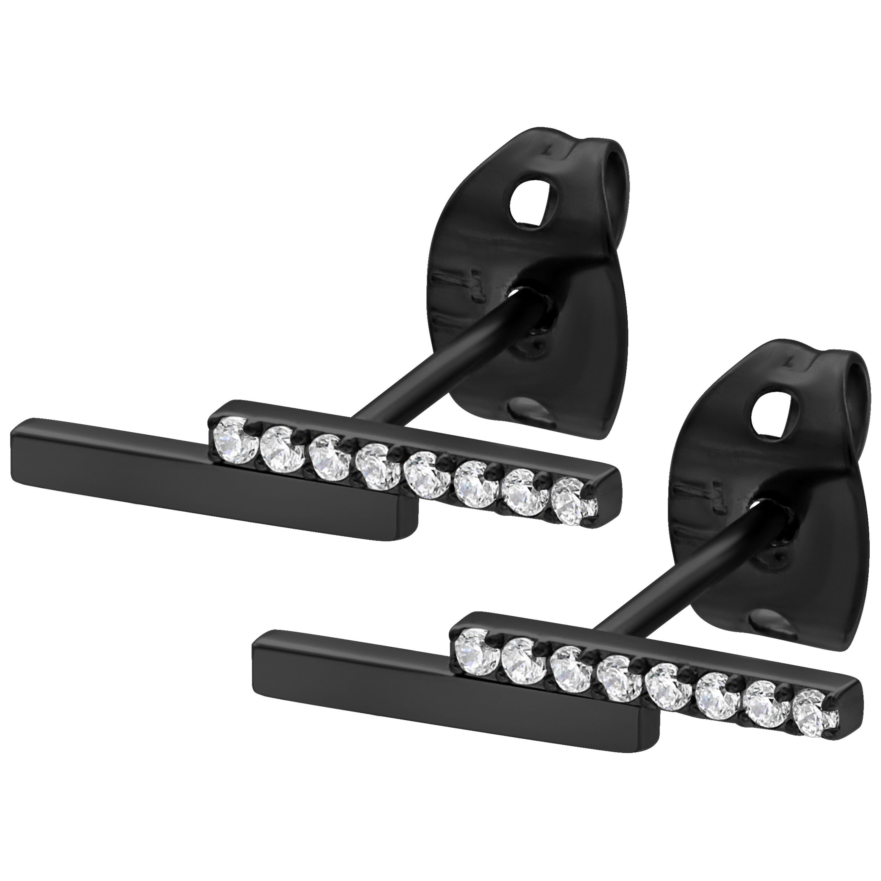 Paar Ohrstecker Double Beam Crystal - Schwarz