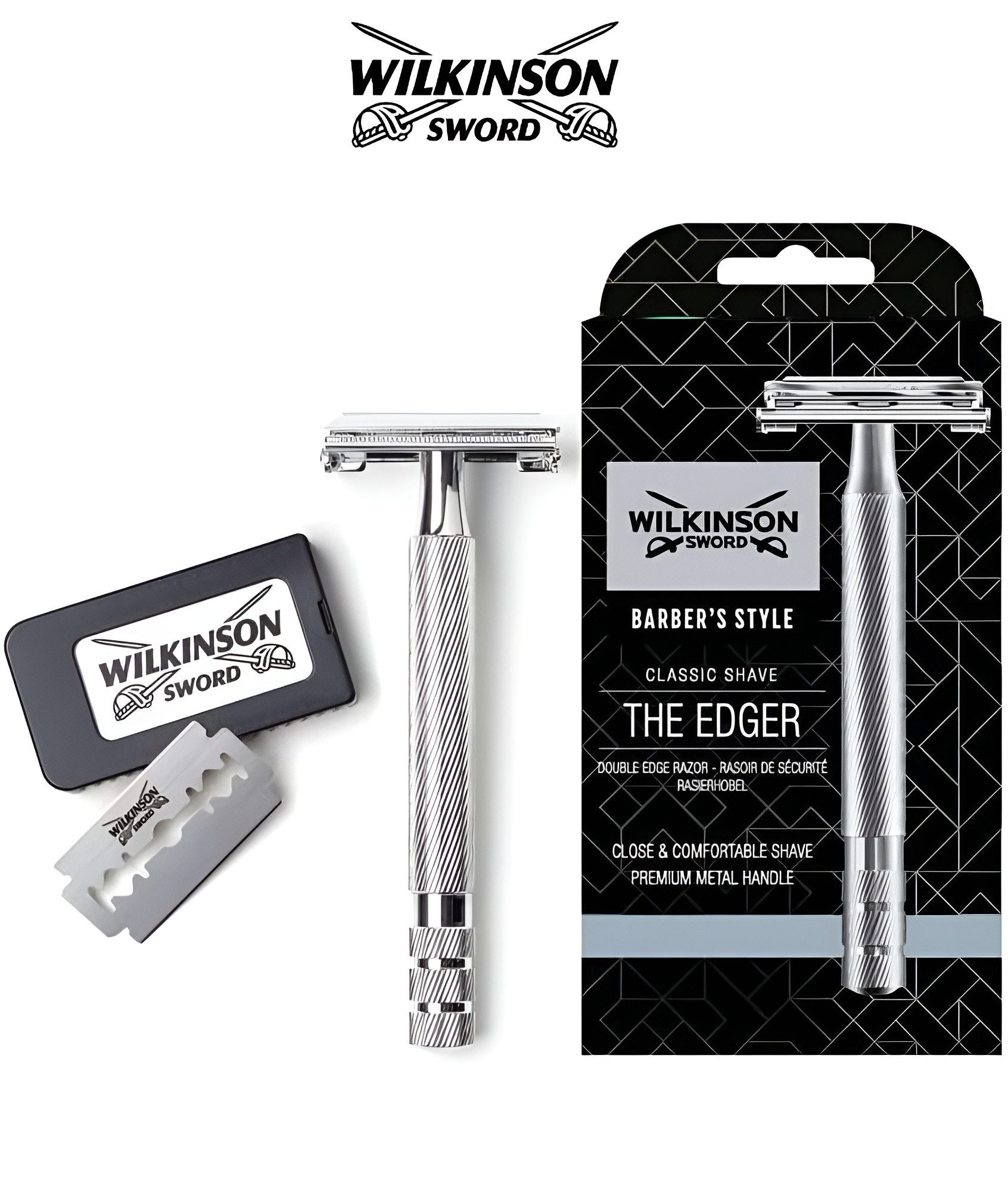 WILKINSON Rasierhobel Classic Vintage hochwertiger Rasierhobel inkl. 5 Doppelklingen aus Vollmetall, 1-tlg., - Für eine besonders exakte und schonende Rasur, Silber, 1 Stück (1er Pack) mehr