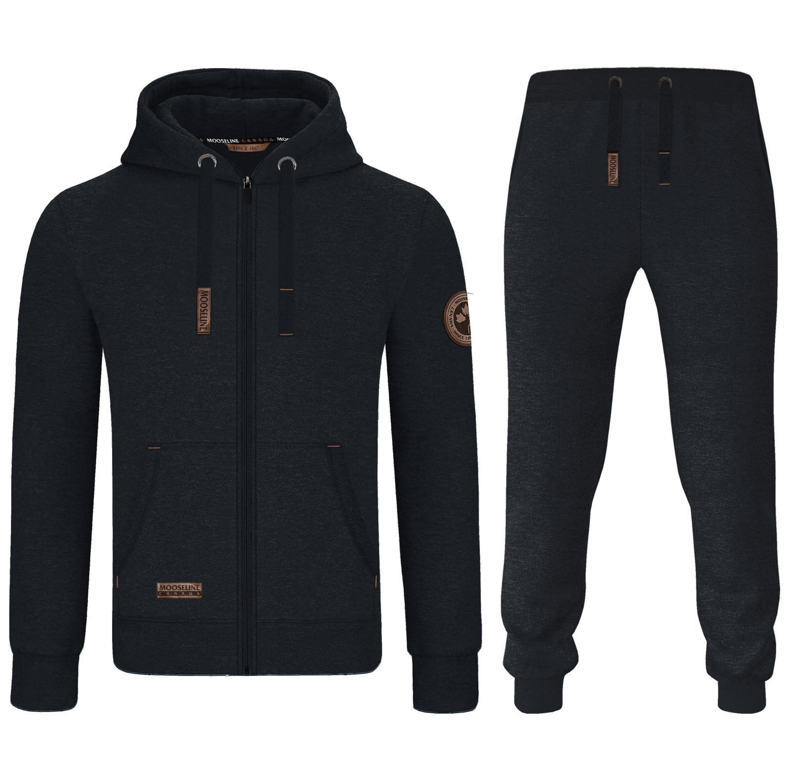 MOOSELINE Jogginganzug Herren Schwarz - Lederpatch günstig online kaufen