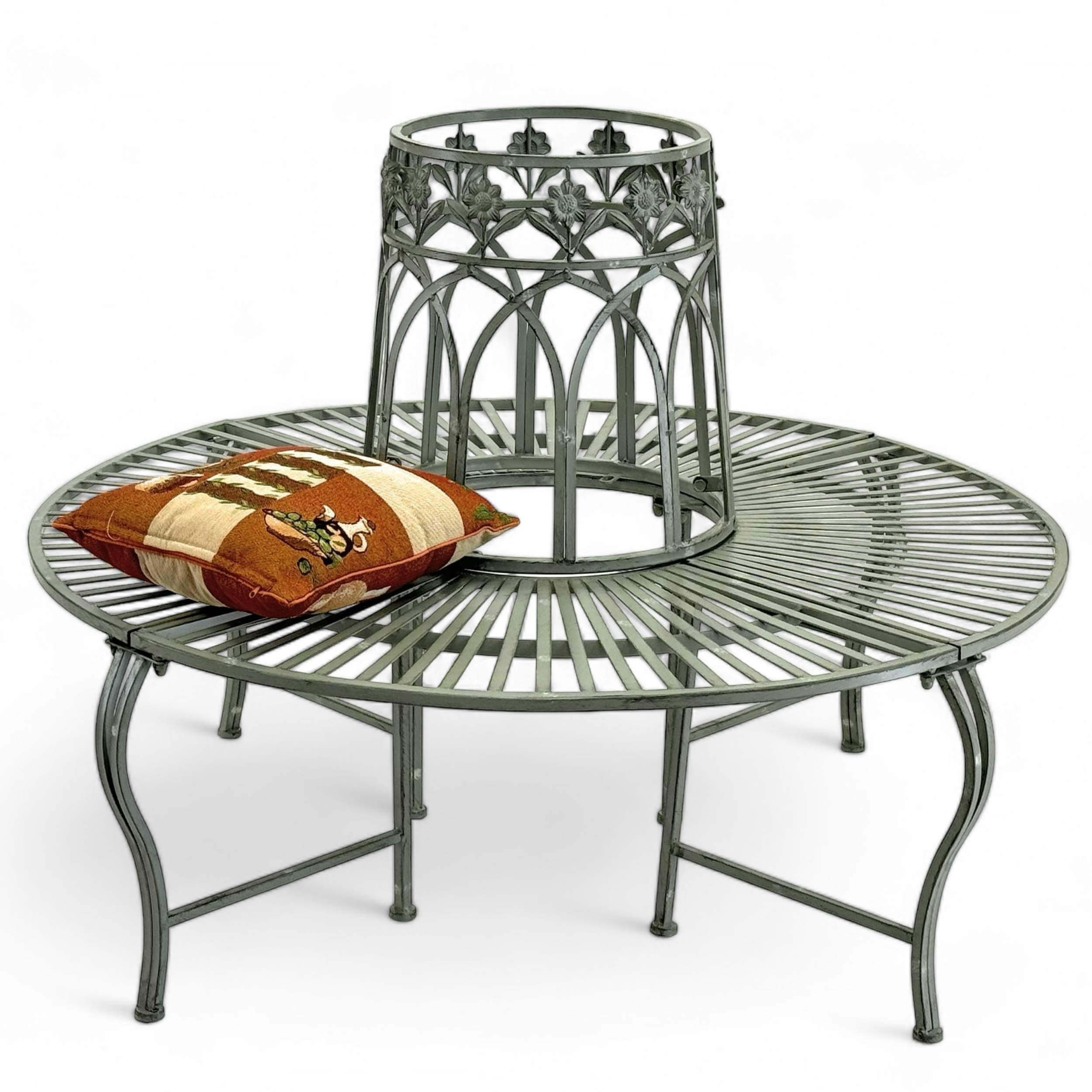 DanDiBo Baumbank Rund Metall Wetterfest Grau 96590 Rundbank ø 120 cm Garten günstig online kaufen