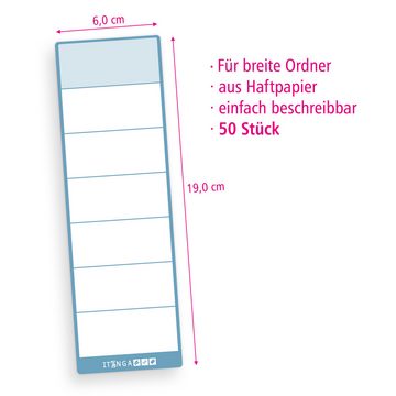 itenga Etiketten itenga 50x Ordneretikett Nordic Blue Rückenetikett zum Aufkleben 6,0 x