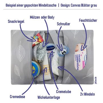 JOLLAA Windeltasche Silber Grau Glitzerlook, kleine Wickeltasche für Windeln & Feuchttücher, Wickelmäppchen