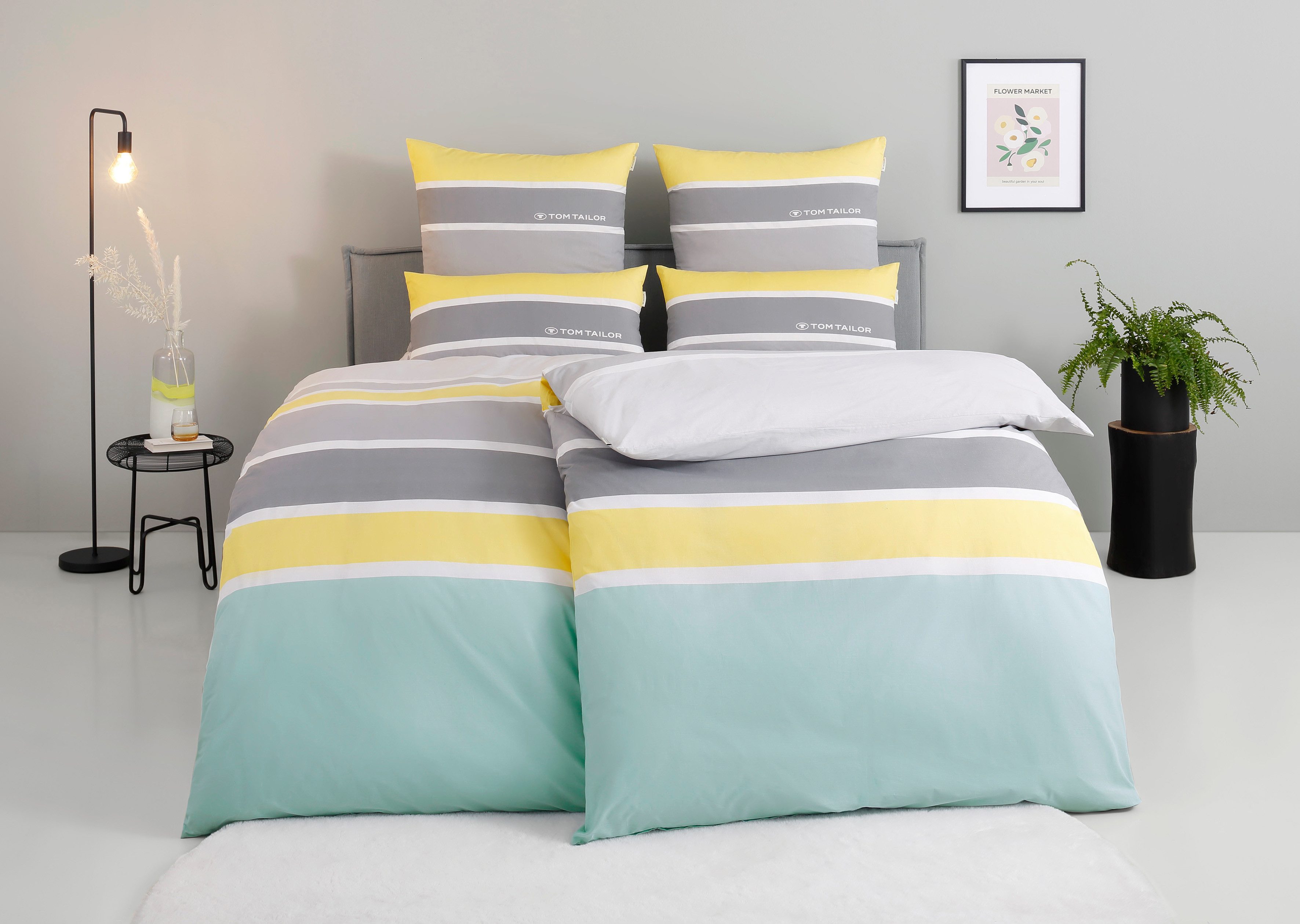 TOM TAILOR HOME Bettwäsche Felix in Gr. 135x200 oder 155x220 cm, Renforcé, 3 teilig, mit GRATIS-Zugabe: Gästehandtuch (100% Baumwolle), mit Reißverschluss