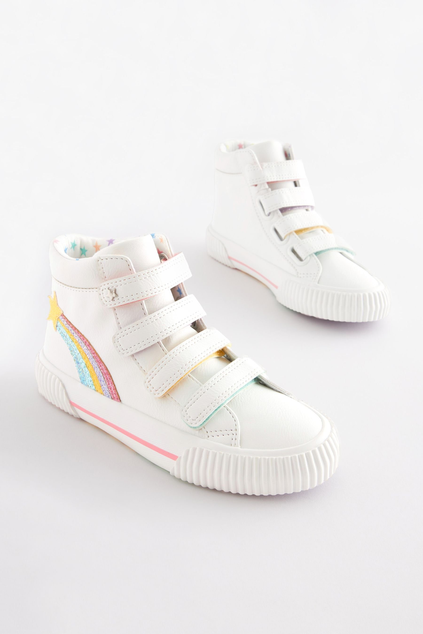 White Sneaker Detail Sneaker Klettverschluss Next (1-tlg) Rainbow mit Hoher