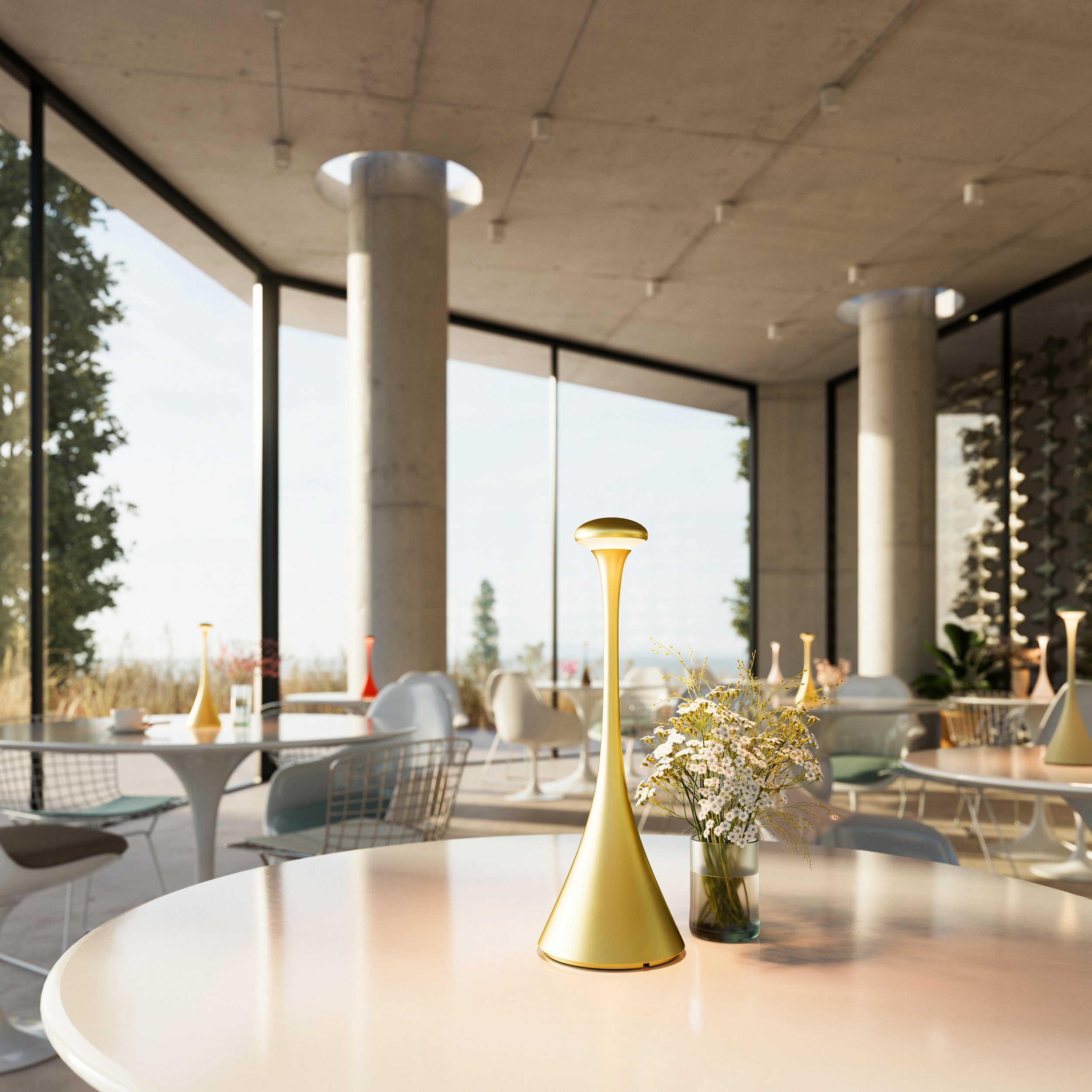 SIGOR LED Tischleuchte Akku-Tischleuchte NUDROP goldfarben, Dimmbar, LED fe günstig online kaufen