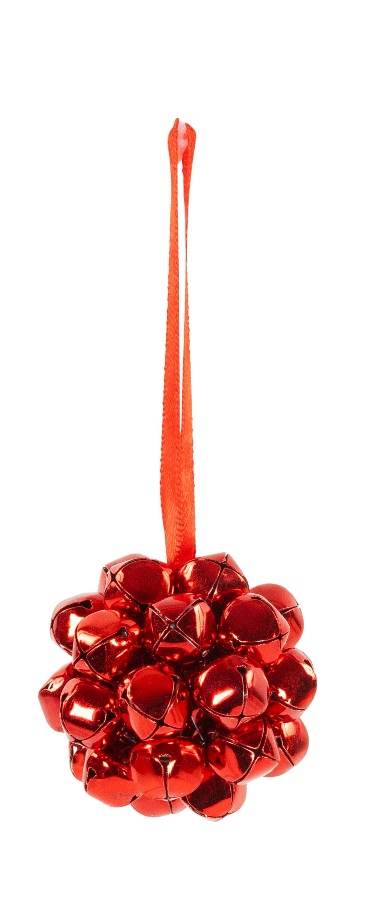 RIFFELMACHER & WEINBERGER Weihnachtsbaumkugel Glöckchenkugel Hänger, 5 cm, Metall rot, Weihna