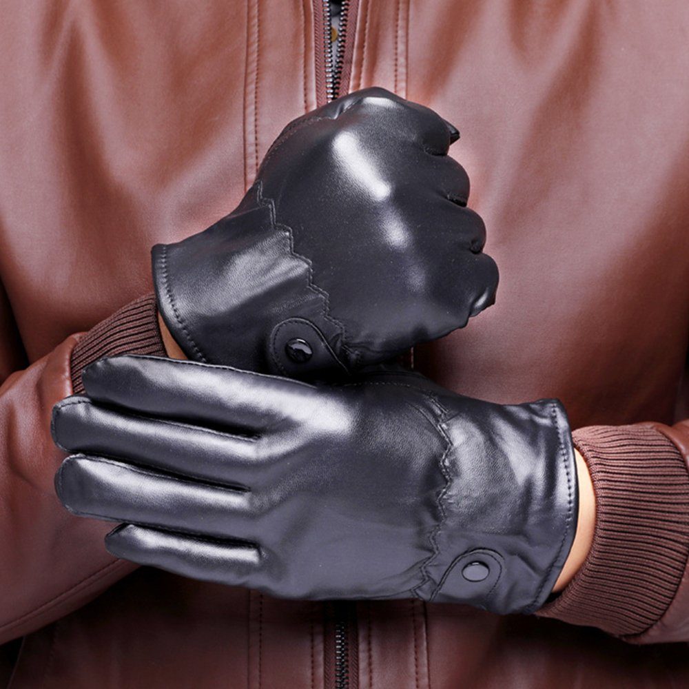 Herren Warm Leder Touchscreen (Paar) Handschuhe Fleece Lederhandschuhe LAPA Handschuhe Winterhandschuhe PU-Leder Leatherette HOME mit Autofahrer