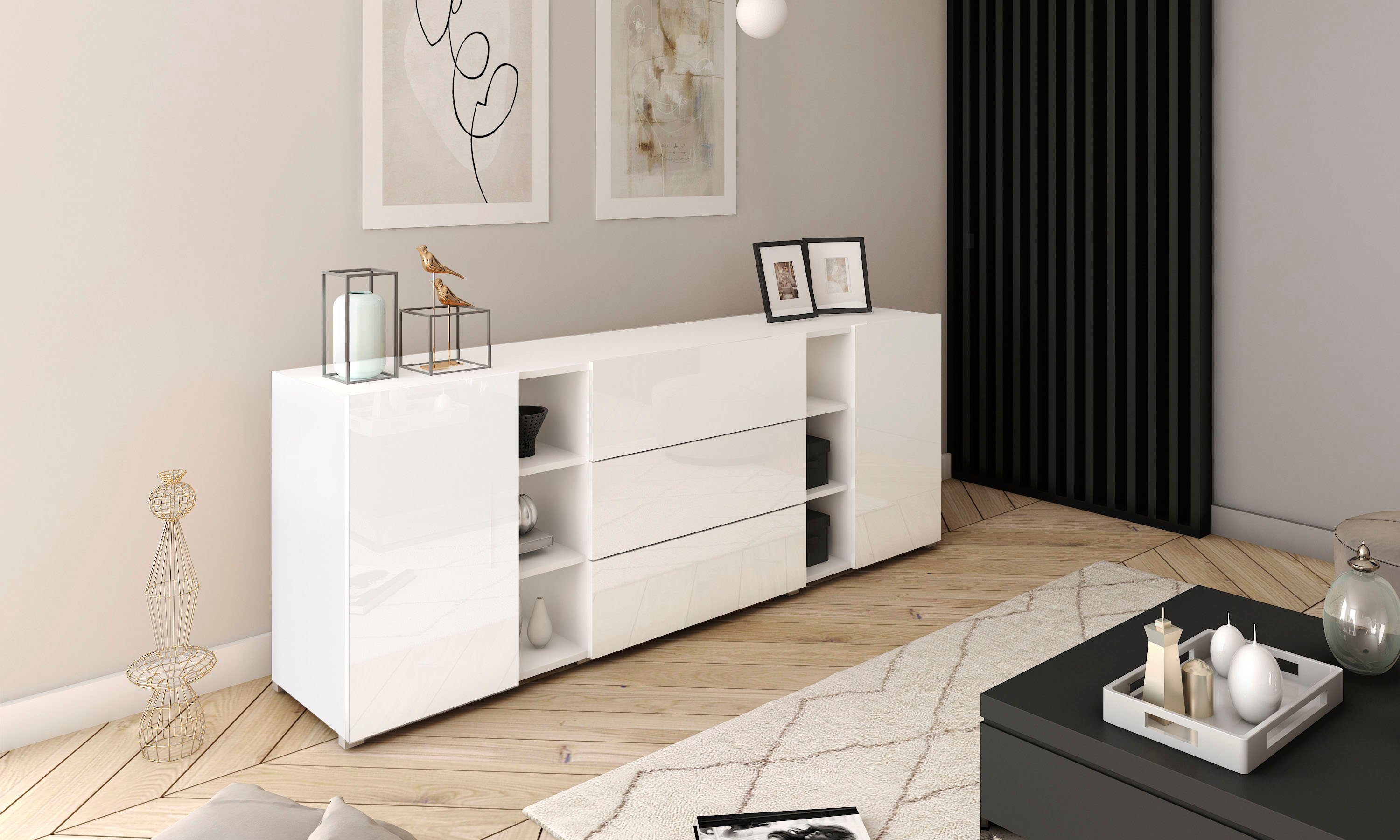 | weiß matt/ BERLIN, weiß Sideboard matt weiß INOSIGN Hochglanz 190 Breite cm