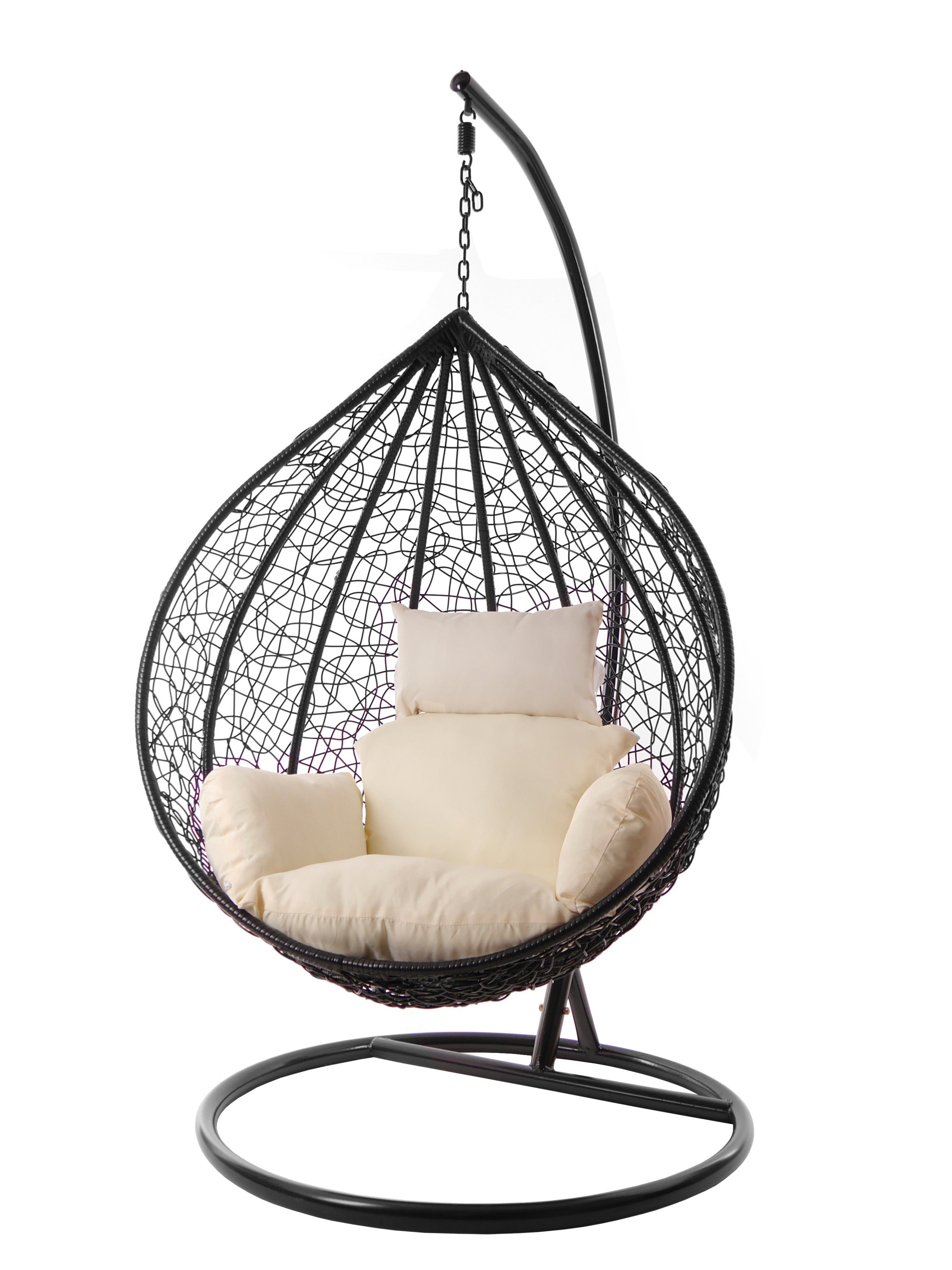 KIDEO Hängesessel Hängesessel MANACOR Kissen ivory) (0050 verschiedene edel, Swing Chair, und XXL Farben Nest-Kissen, inklusive, Gestell elfenbein schwarz