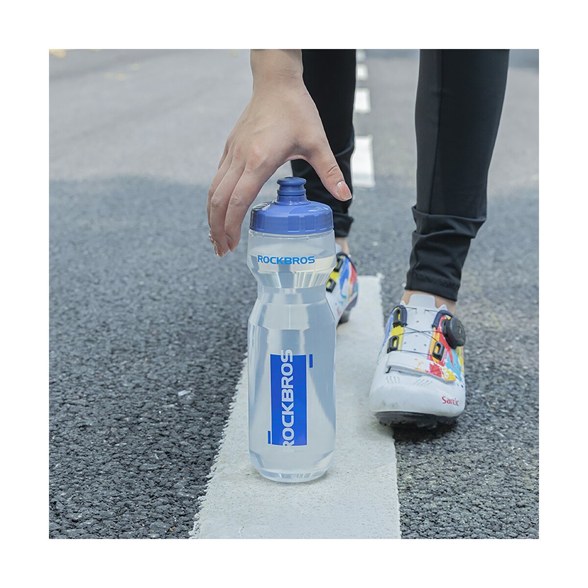 ROCKBROS Trinkflasche Rockbros Fahrradflasche 750 ml Transparent Blau