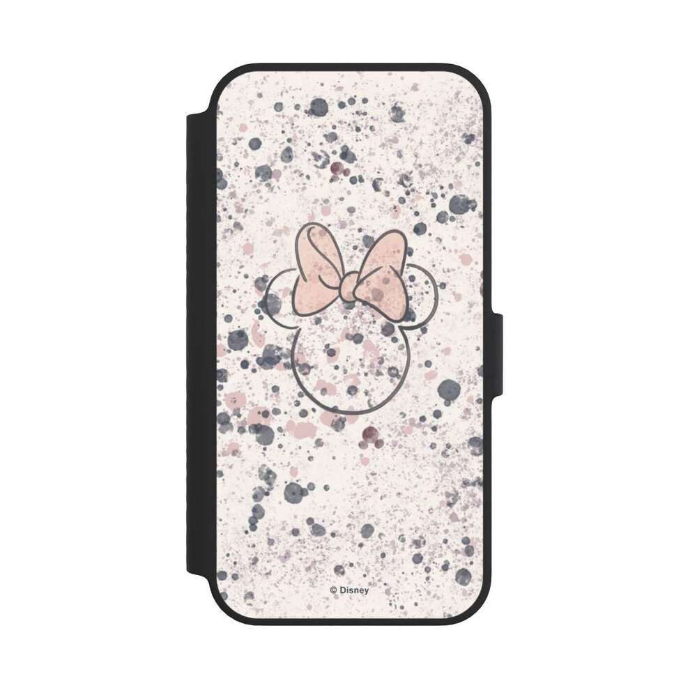 NIVOCASE Handyhülle Wasserfarbe Minnie Mouse Disney Minnie Mouse Splash, Apple iPhone 14 Klapphülle Handyhülle aus Kunst Leder NIVOflip schwarz