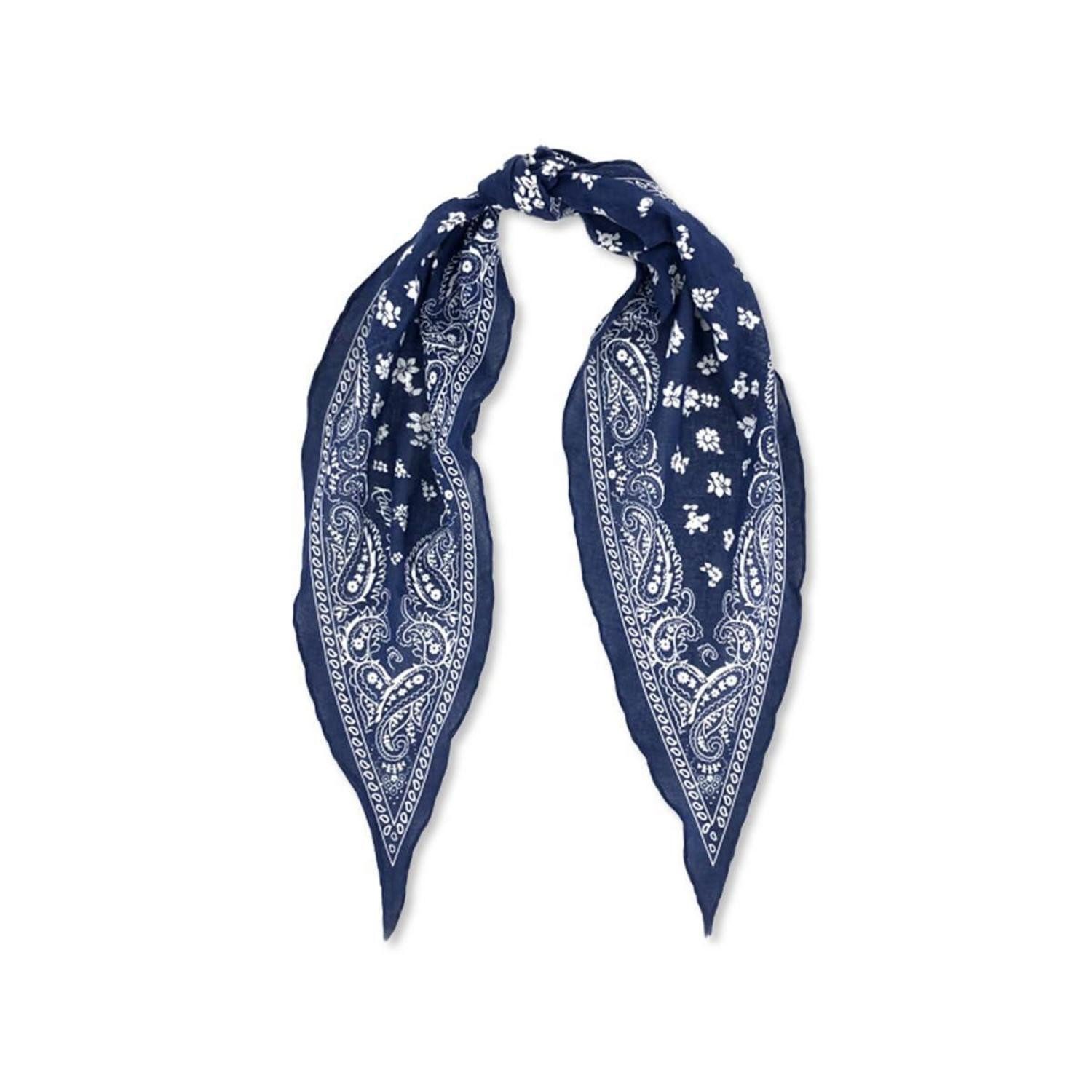 LuxusKollektion Bandana Halstuch Baumwolle Paisley Blau Lange 118x37cm, (1-St)