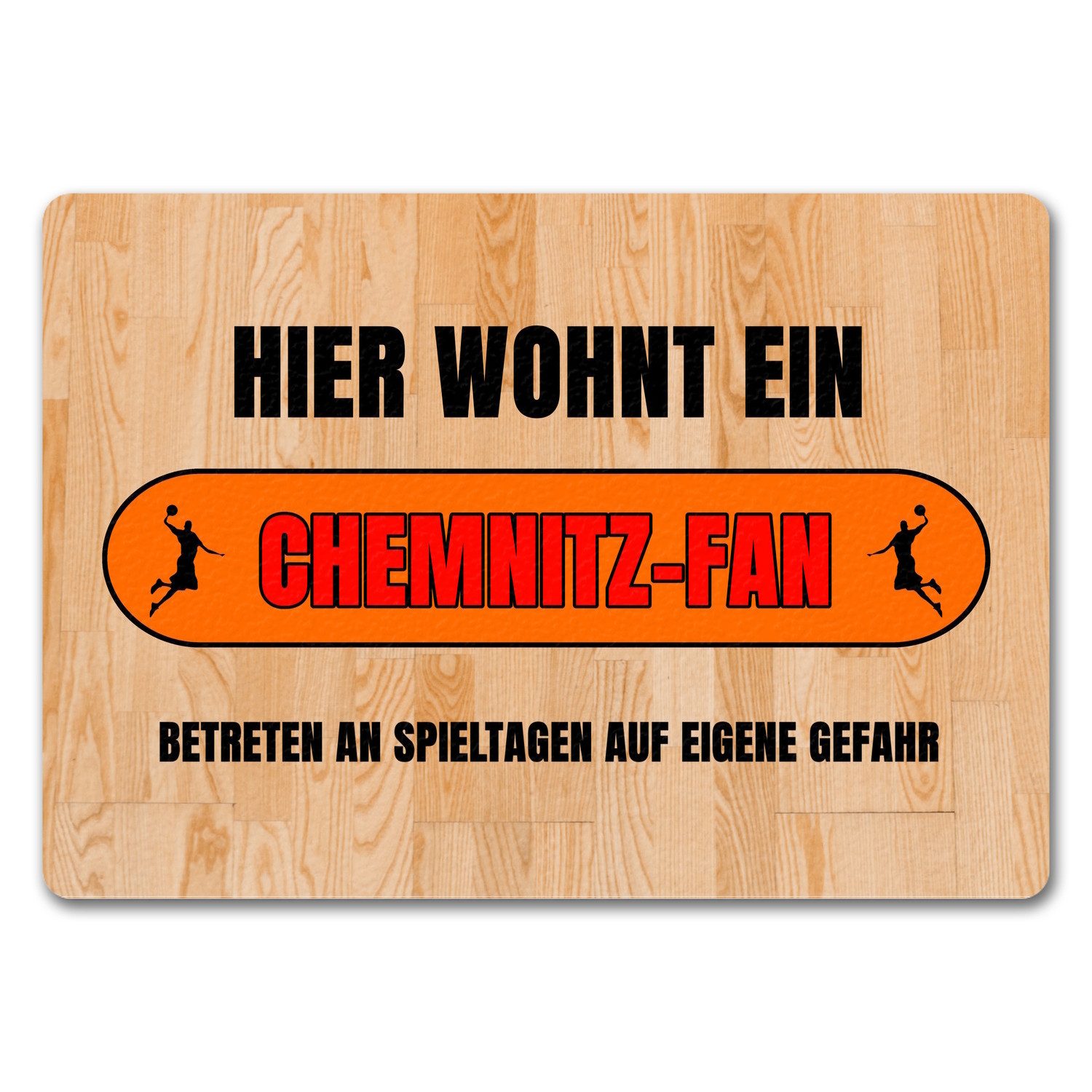 Fußmatte Hier wohnt ein Chemnitz Fan Fußmatte in 35x50 cm ohne Rand mit Motiv