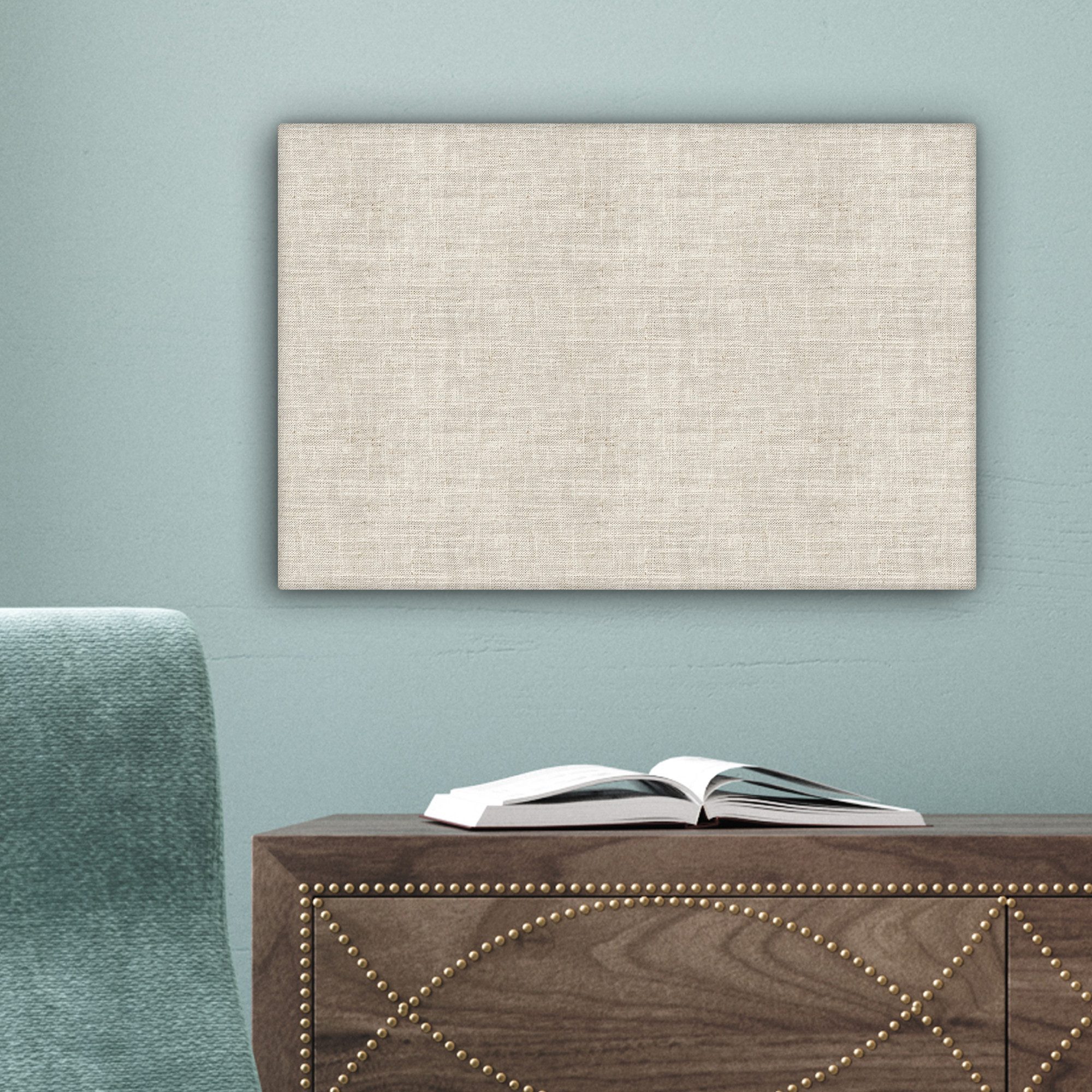 OneMillionCanvasses® Leinwandbild Leinen - Textur - Beige, Fotodruck (1 St), Leinwand Bilder Klein, Wand Dekoration Aesthetic 30x20 cm – Bild 4 von 5