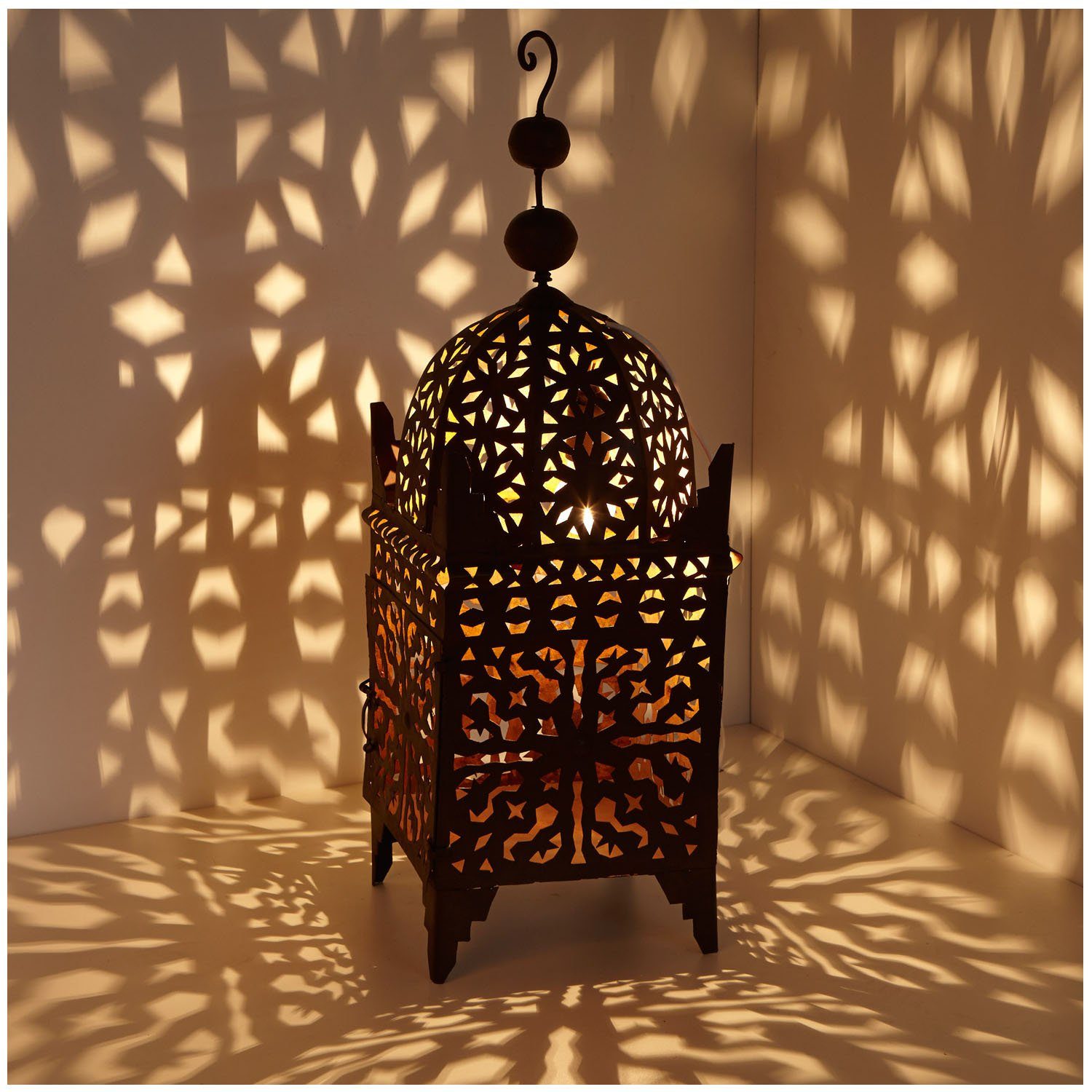 Casa Moro Kerzenlaterne Orientalische Eisen Laterne Firyal H 80 cm für draußen & Innen (hängend & stehend, Kerzenlicht Kerzenleuchter Garten Deko L1649), Garten Windlicht Eisen Rost Finish