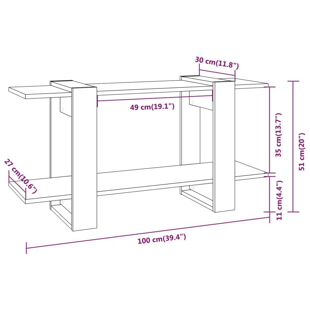 Holzwerkstoff Sonoma-Eiche cm Bücherregal furnicato 100x30x51