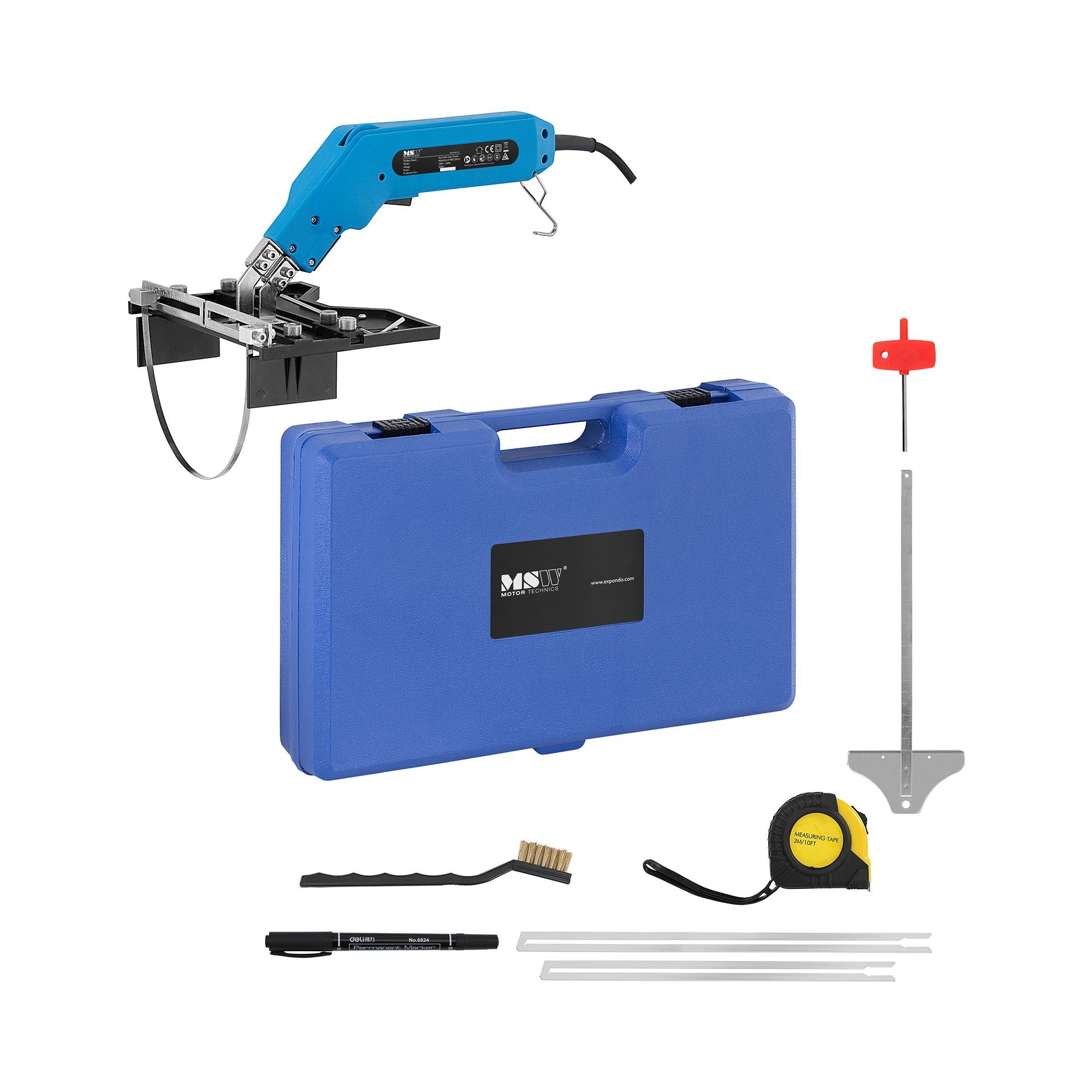 MSW Heißdrahtschneider Styroporschneider bis 200 mm Styrocutter 500 °C Profilklinge Führung, 230 in V, 250 in W