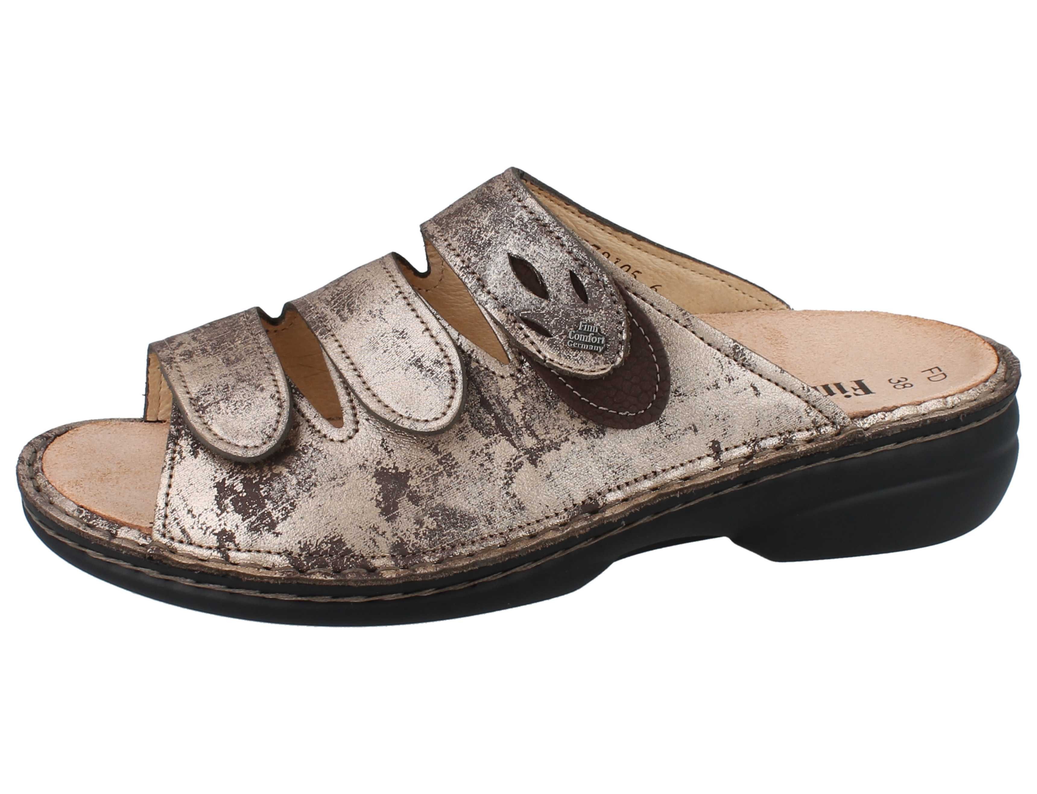 Finn Comfort FINN COMFORT Kos Damen Pantolette gold braun Nubukleder - Größe: 39 Pantolette Wechselfußbett