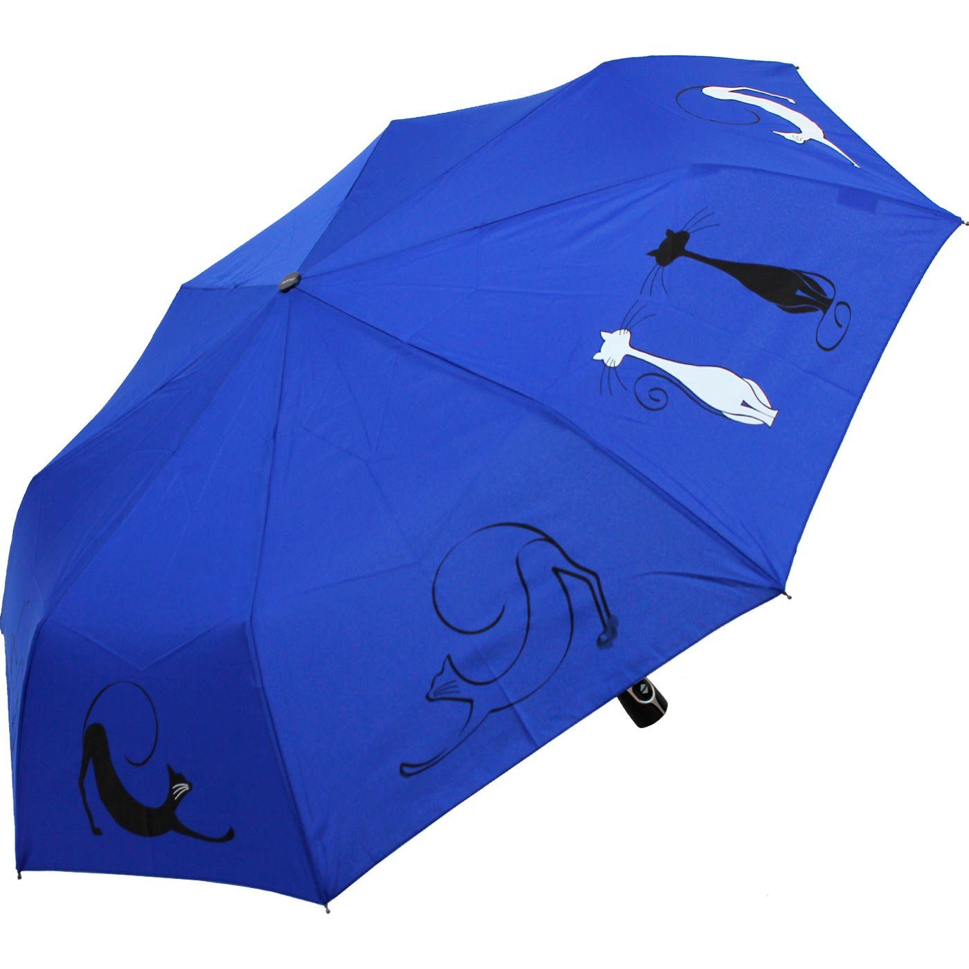 Damen - blau stabil Taschenregenschirm Auf-Zu und praktisch Best Friends, Fiber elegant, Cats für Katzen-Liebhaber Magic doppler® -