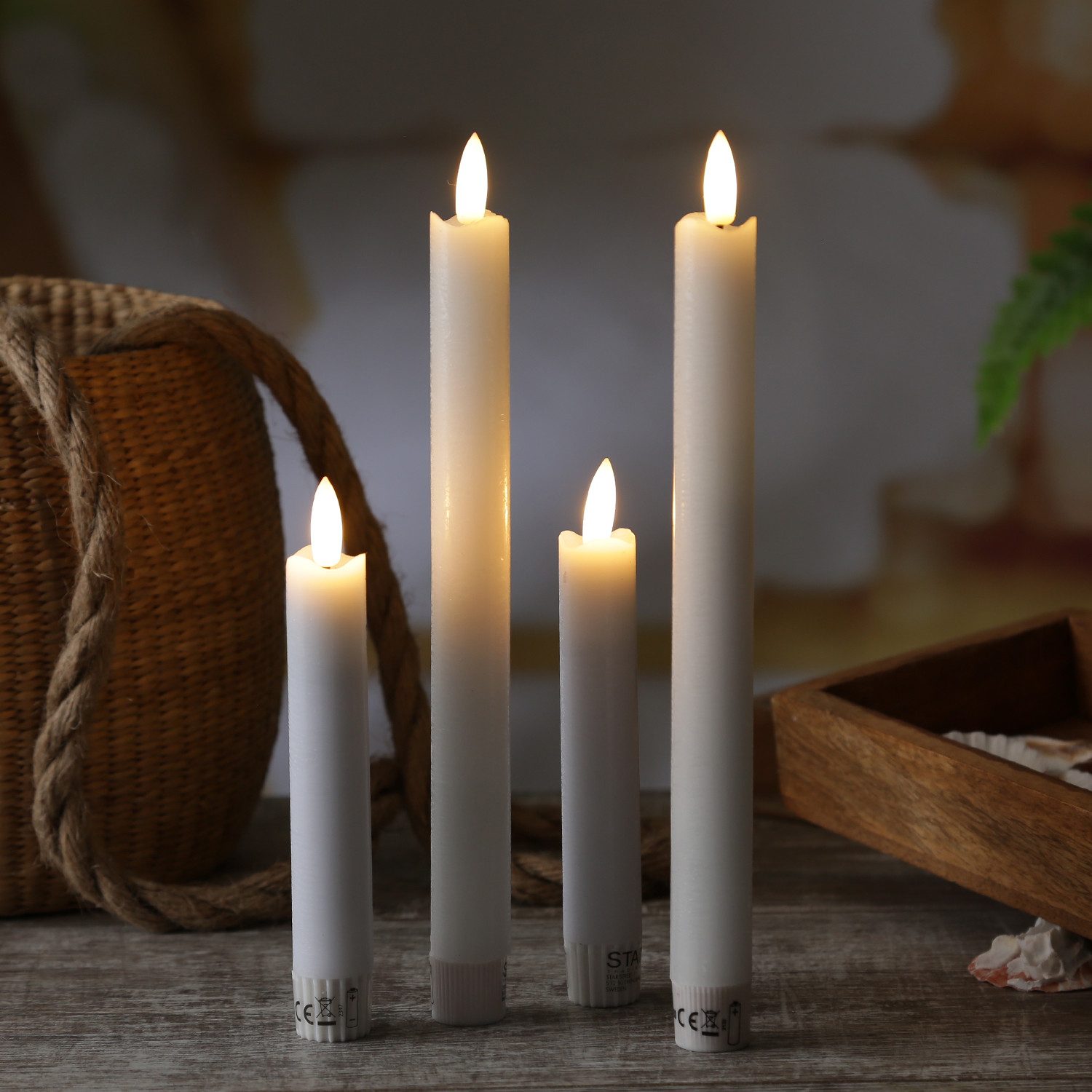 MARELIDA LED-Kerze LED Stabkerzen Tafelkerzen Dinner Spitzkerzen rustikal H:15cm weiß 2St, LED Classic, warmweiß (2100K bis 3000K)
