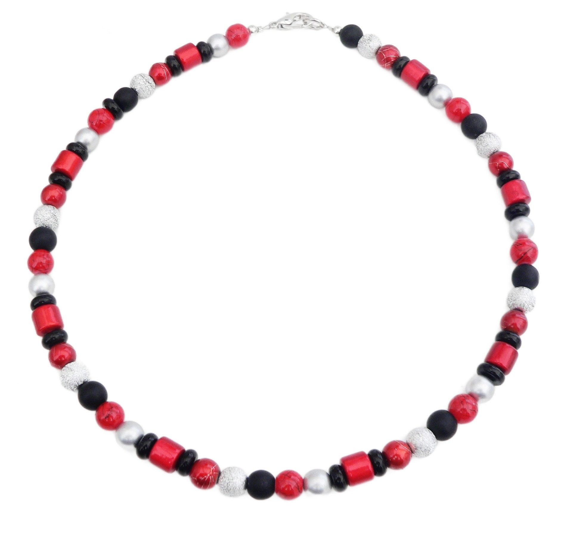 traumschmuck Collier 498. Collier Halskette Glas Miracle silberfarben/schwarz Glitzer, handgefertigt