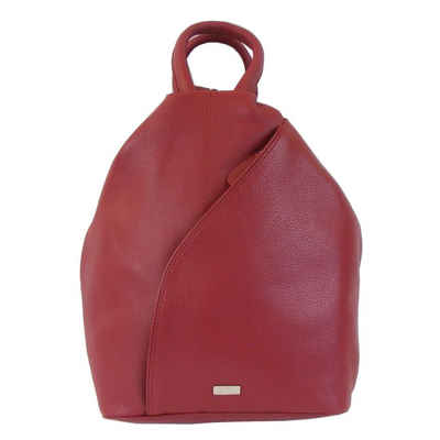 HGL Schultertasche HGL Damen Rucksack rot echt Leder Glattleder Stadtrucksack Cityrucksack 19245