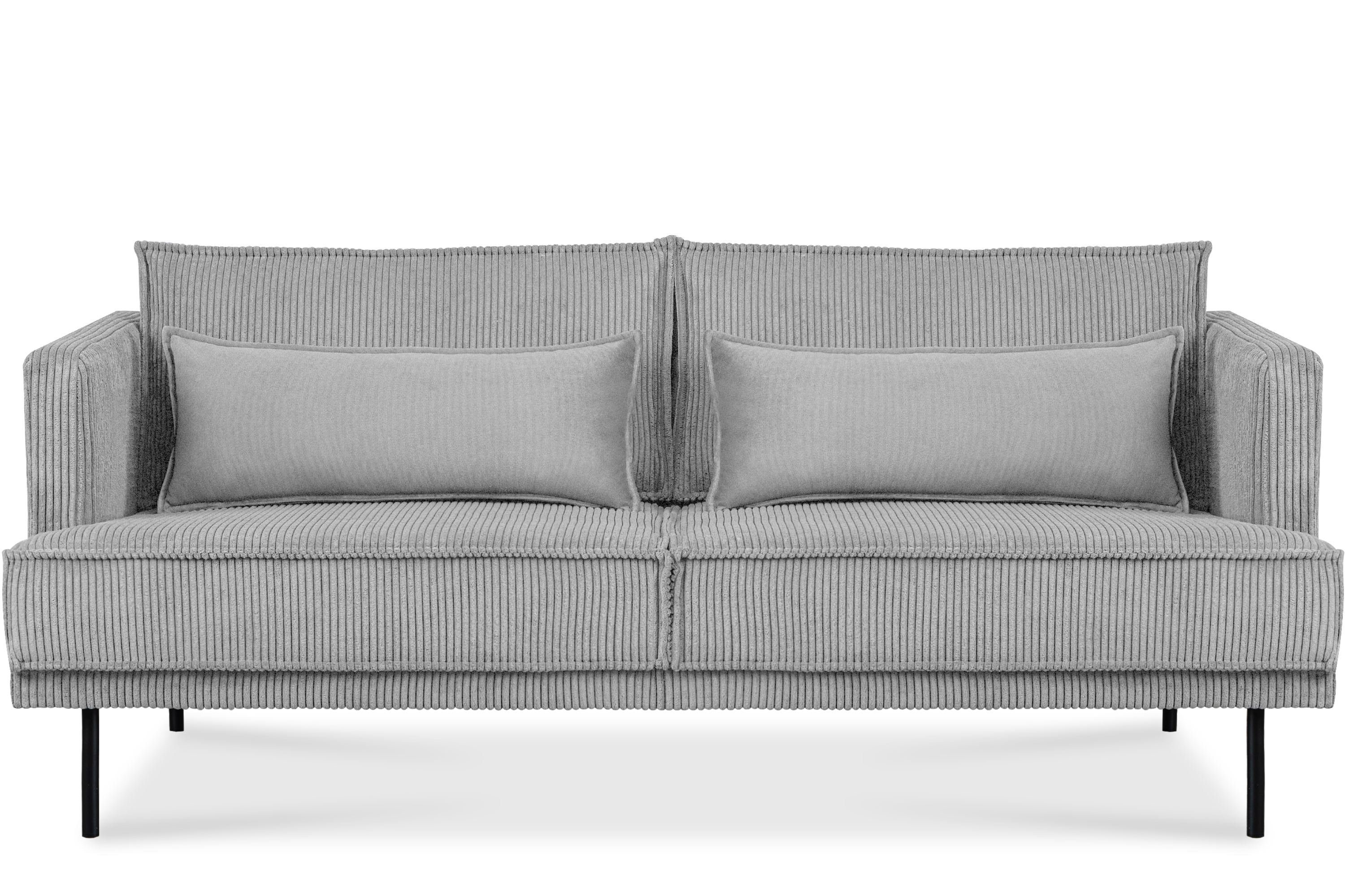 Beliani Sofa 2-Sitzer Hellgrau Retro - Gemütliches Polstersofa Mit Zierkissen