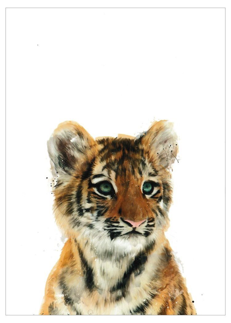 Juniqe Postkarte "Little Tiger - Kleiner Tiger"