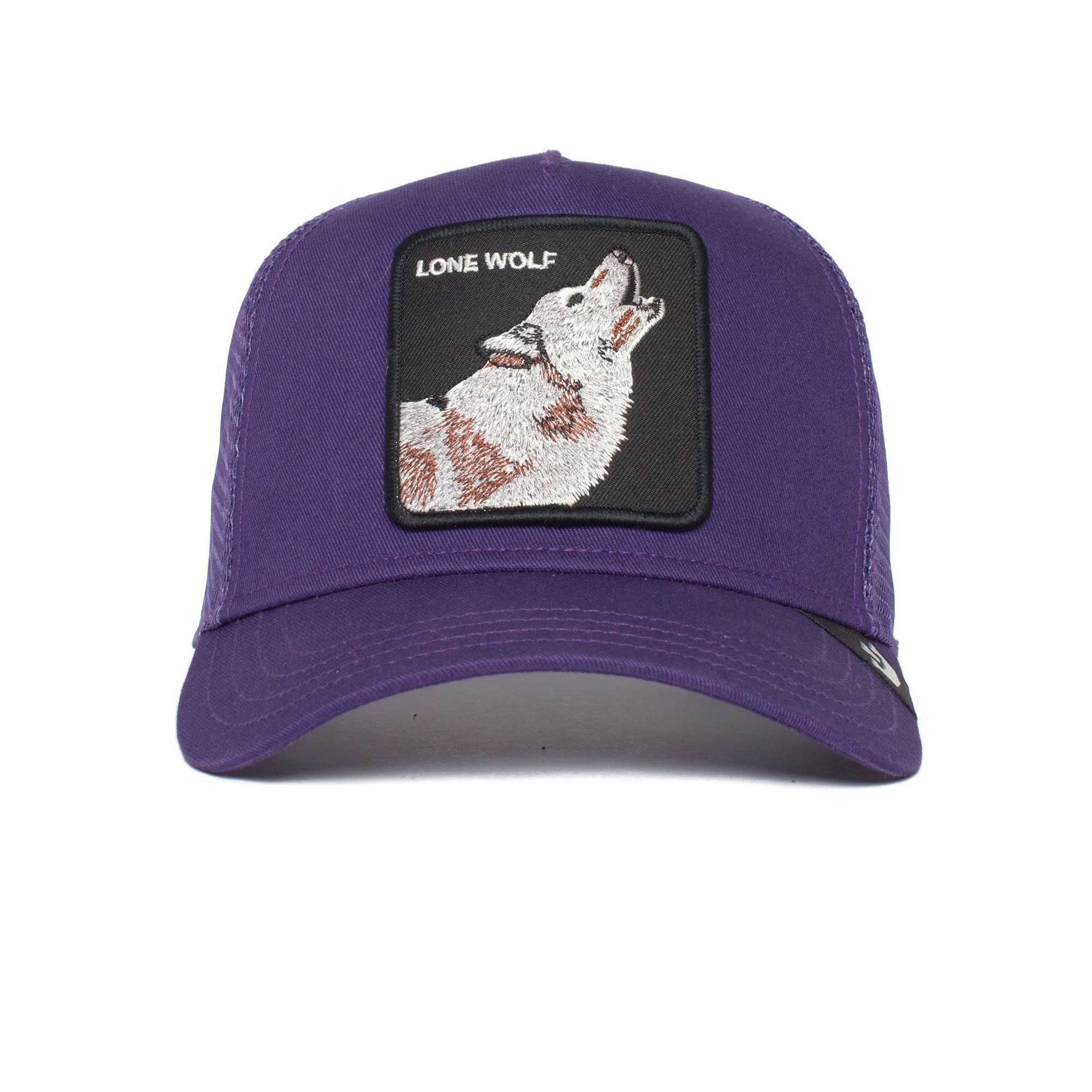 One Unisex Size Bros. The Cap Baseball GOORIN Cap purple Trucker Wolf Lone - Frontpatch, Kappe,