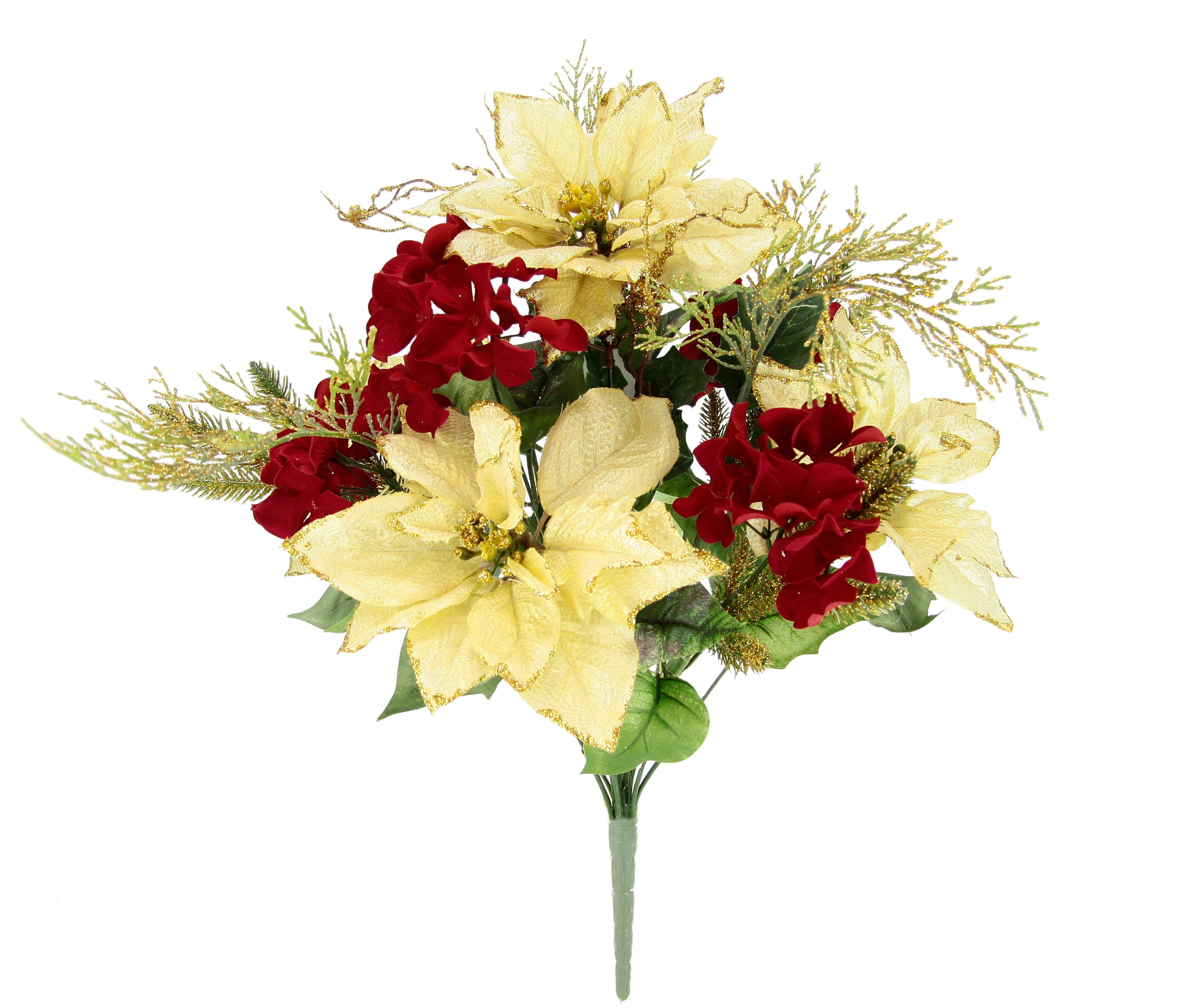 Kunstblumenstrauß Bouquet Poinsettia/Hortensie Christstern, I.GE.A., Höhe 5 günstig online kaufen