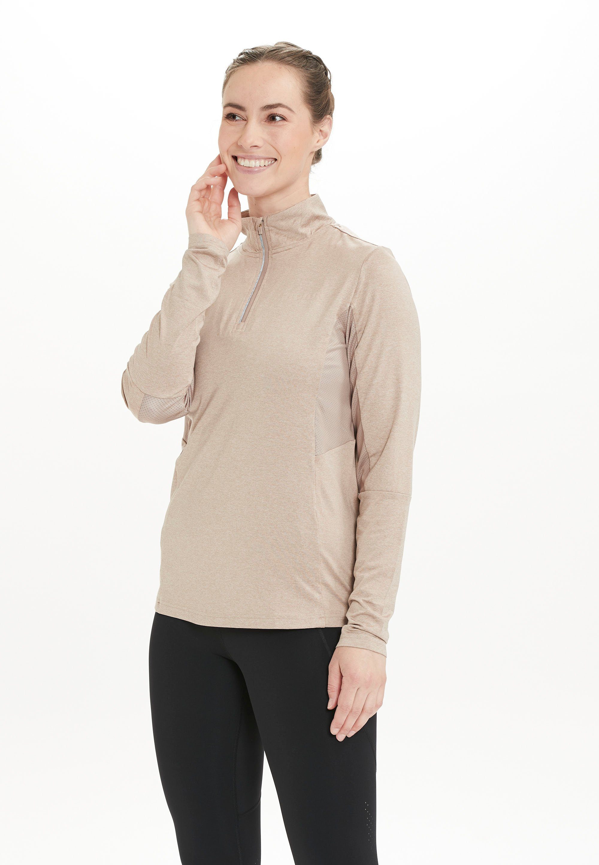 ENDURANCE Langarmshirt JOCEE reflektierenden mit Details Midlayer beige-meliert W (1-tlg)