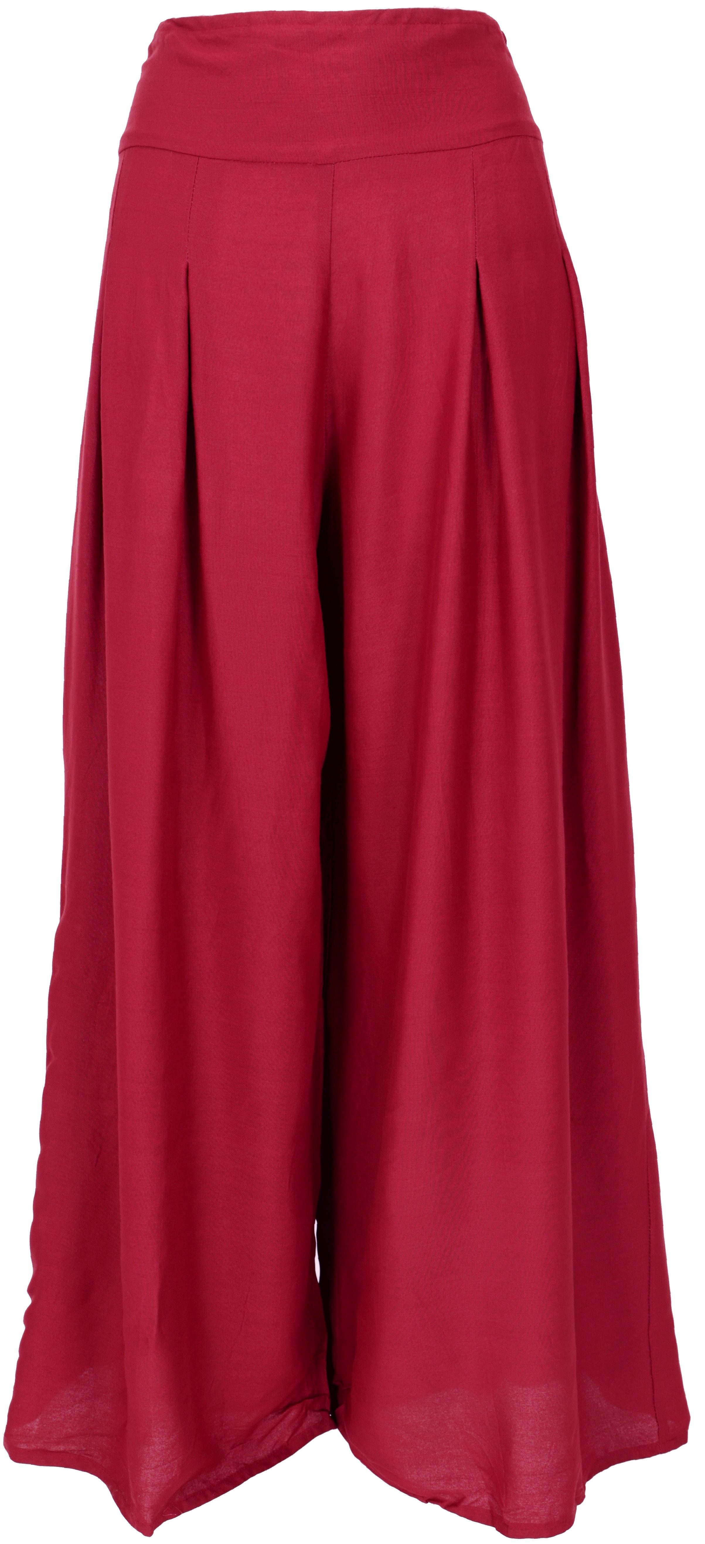 Guru-Shop Relaxhose Boho Hosenrock, weite Sommerhose - dunkelrot Ethno Style, alternative Bekleidung