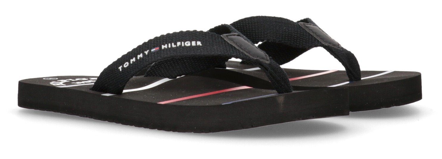 Tommy Hilfiger STRIPES Zehentrenner, Sommerschuh, Schlappen, Badeschuh, Poolslides mit Logoaufdruck