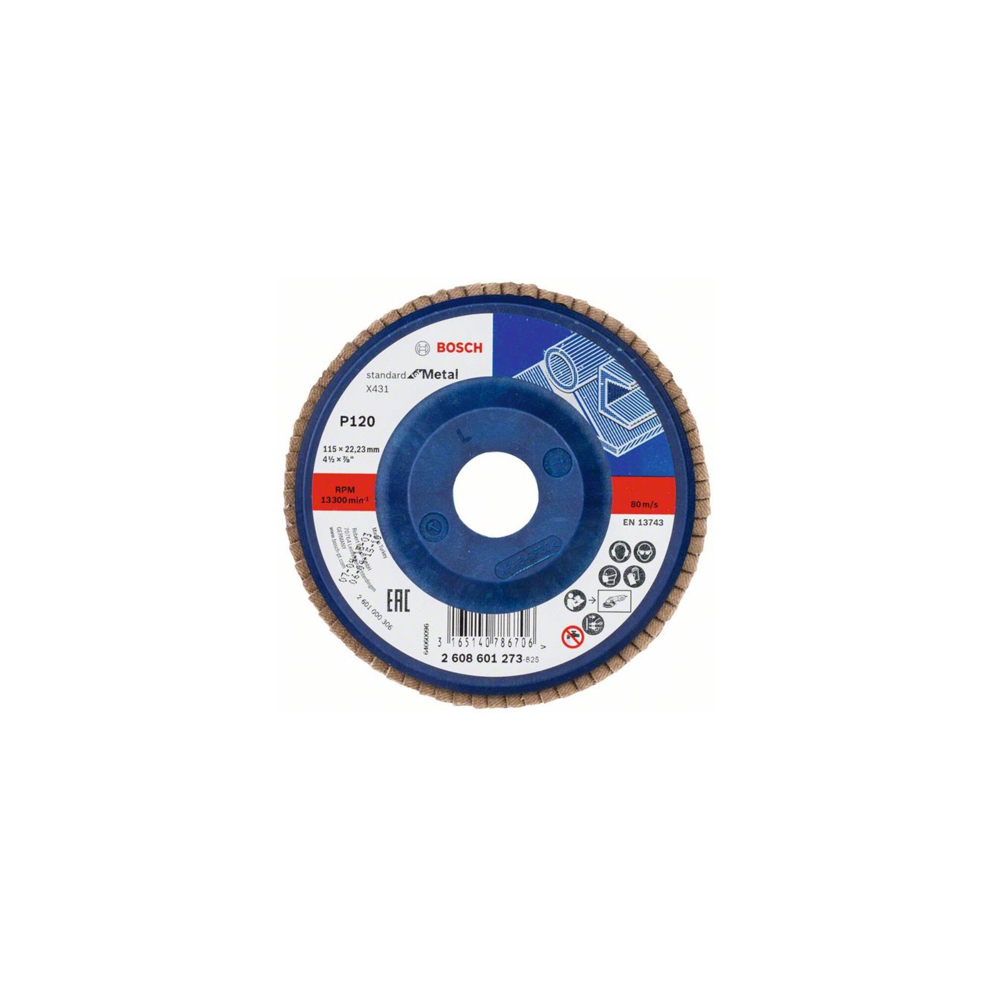 Bosch Professional Schleifscheibe Bosch Fächerschleifscheibe X431 Standard for Metal gerade 115 mm 120 K
