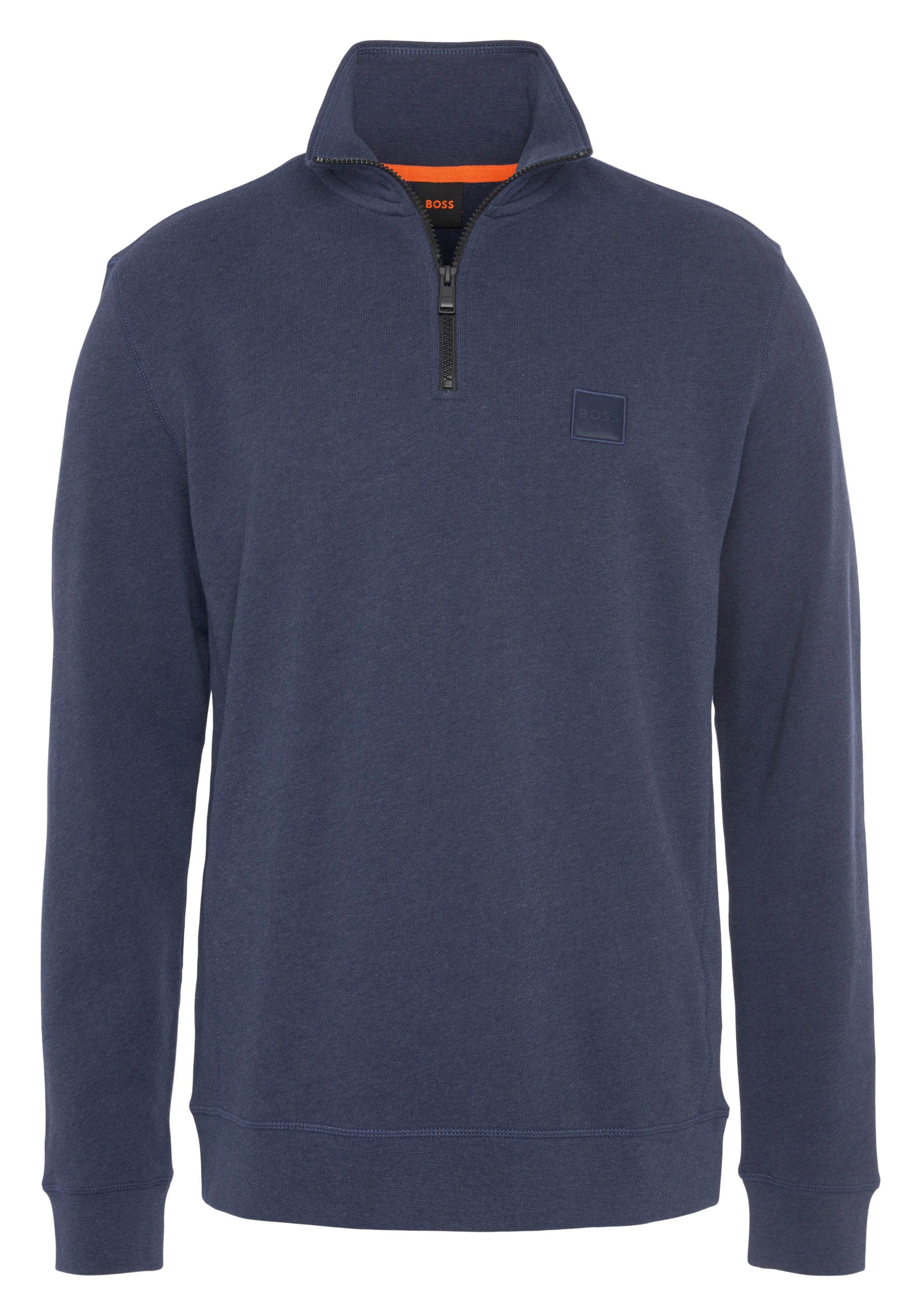 BOSS ORANGE Sweatshirt Zetrust mit BOSS Logo auf der Brust Navy