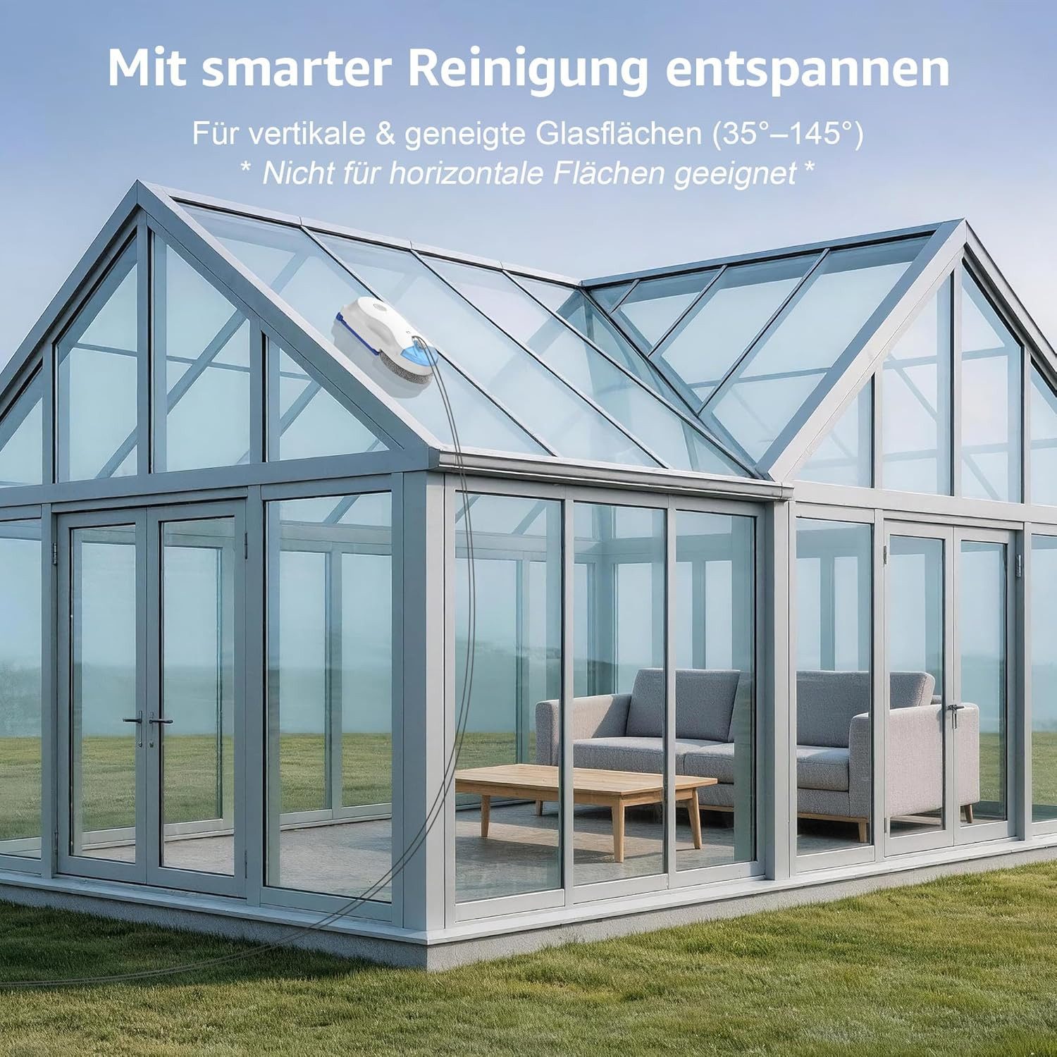 HUTT Fenstersauger R10 Fensterputzroboter, Hybrid Nass-Trocken Reinigungssystem,7000pa, (1-St) Anti-Drop-System,Automatische Fensterreinigung