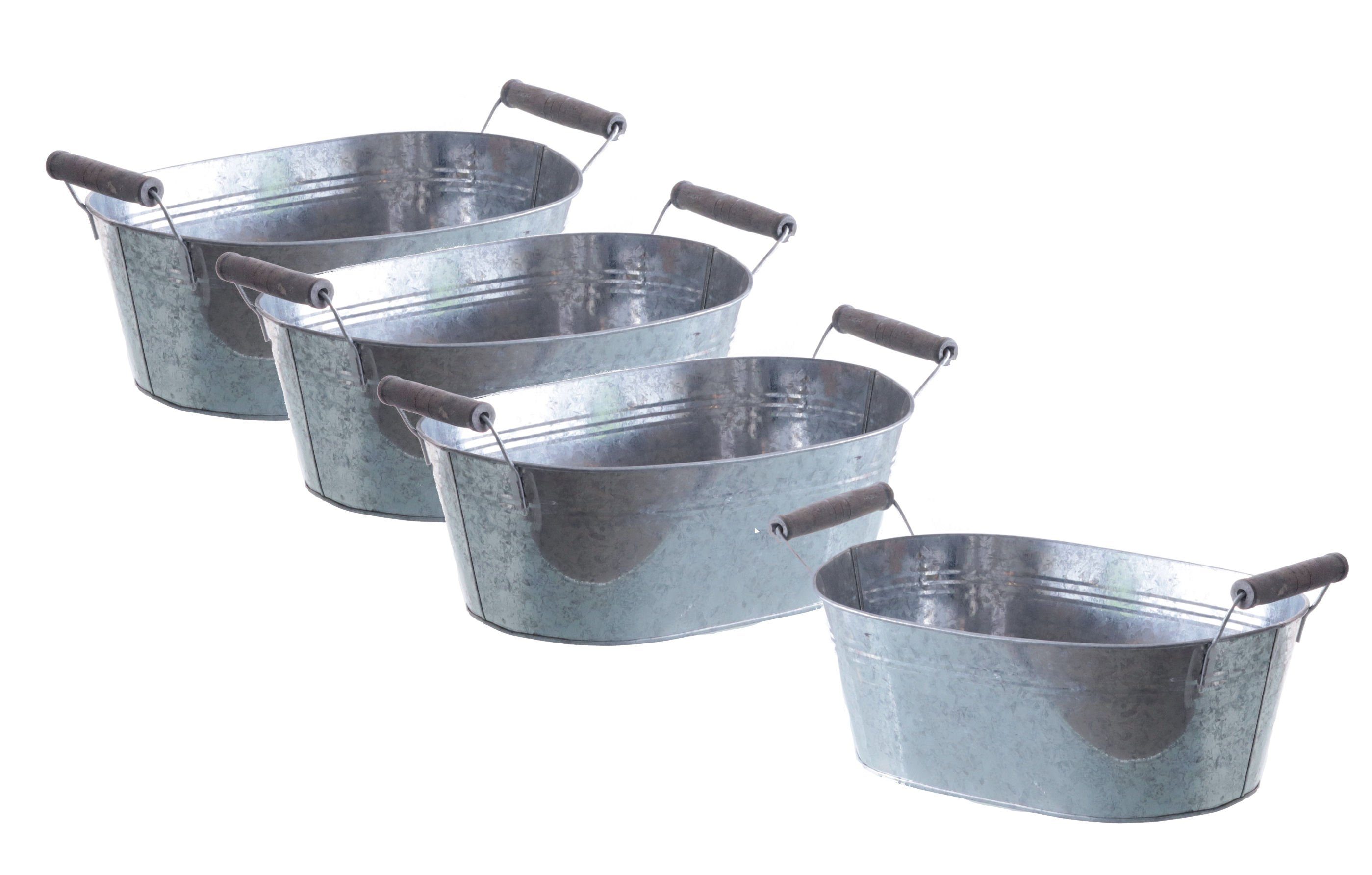 Spetebo Blumenkasten Zink Pflanzkasten mit Tragegriff 4er Set (4er