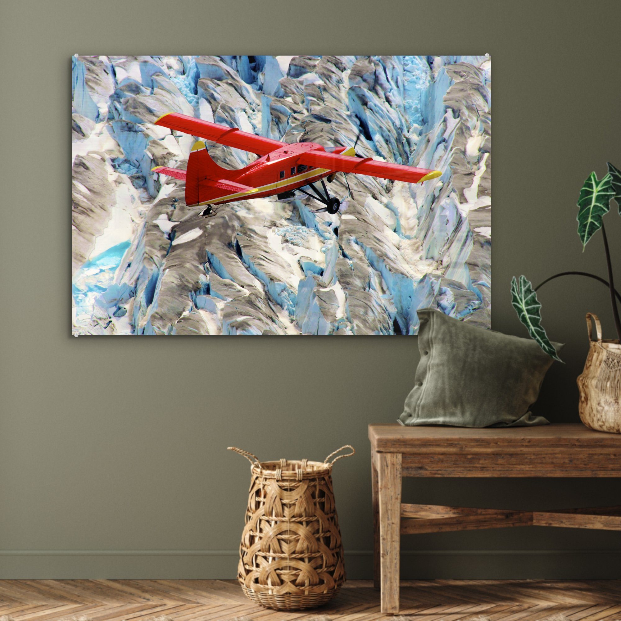 Fliegen & Acrylglasbilder - Acrylglasbild St), Flugzeuge Schlafzimmer Gletscher, MuchoWow Wohnzimmer - (1
