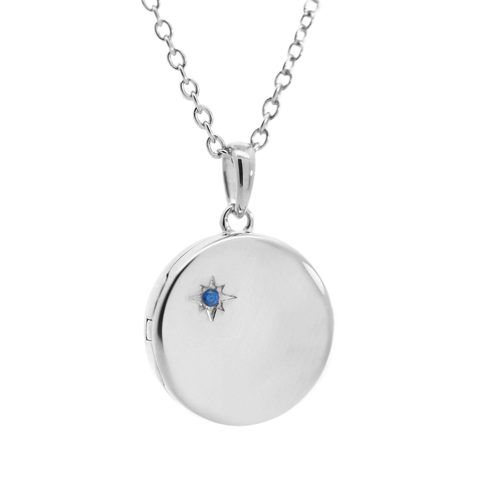 Amoonic Amulett Medaillon Rund mit Geburtsstein zum Öffnen für Bilder Silber 925 (inkl. Schmucktäschchen), Anhänger aufklappbar befüllbar Foto Zirkonia Geburtsstein Monat Juli
