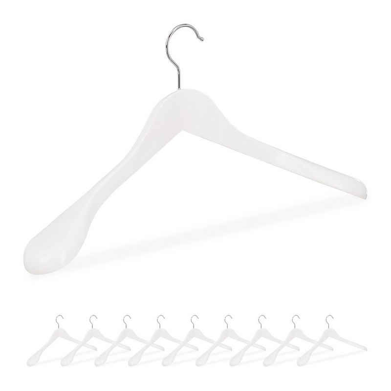 relaxdays Kleiderbügel Anzug Kleiderbügel 10er Set, Weiß