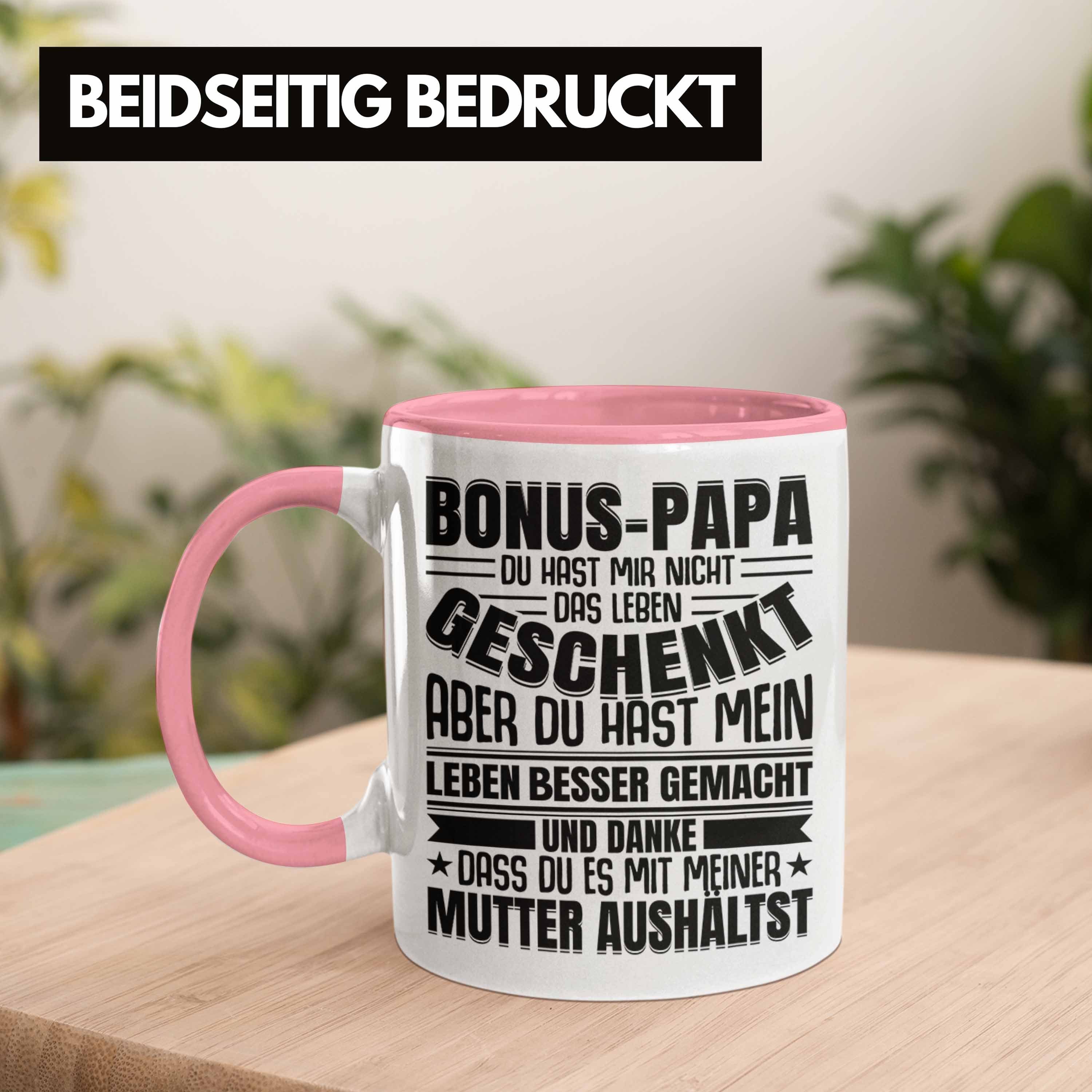 Trendation Spruch - Lustiger Trendation Stiefvater Geschenk Rosa Tasse Tasse Vatertag Stiefpapa Bonus Geschenkidee